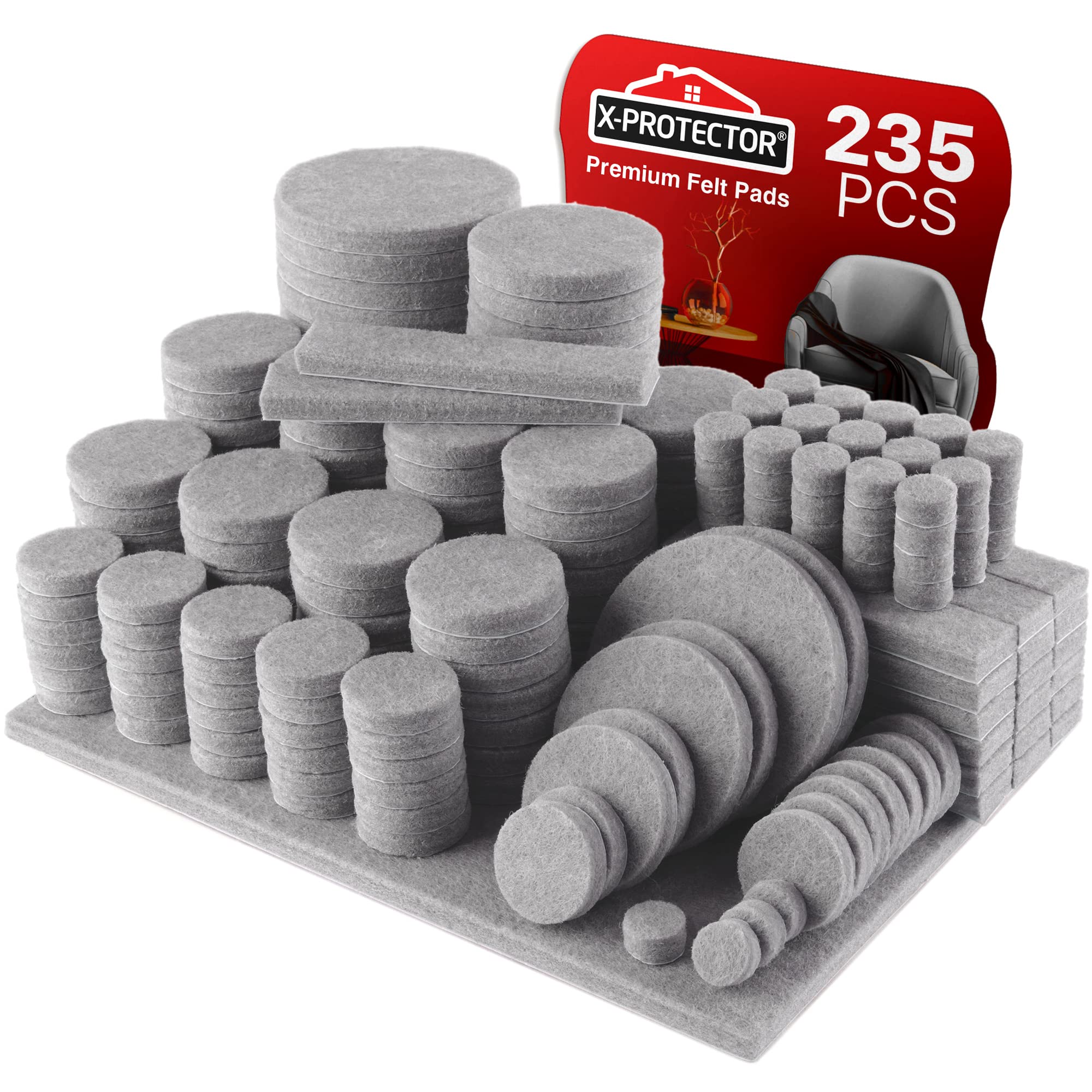 235 pc Gray Felt Furniture Pads X (235 Count)