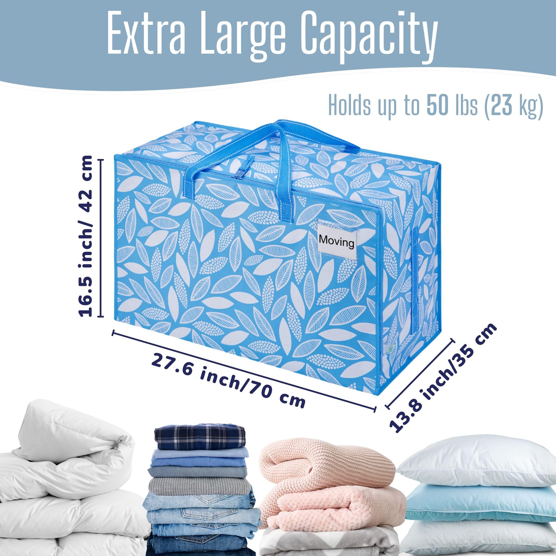 4 Pack Extra Large Heavy Duty Moving Bags with Wide Opening & Reinforced Handles (4 Count)