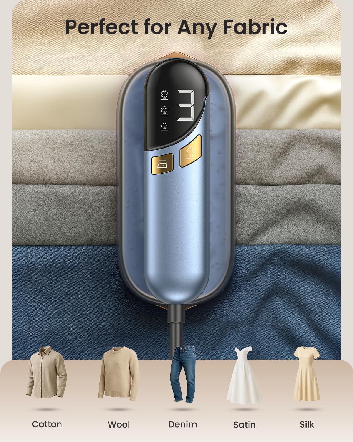 2-in-1 Steamer Iron for Clothes, 1000W, 9s Fast Heat-Up, 120V
