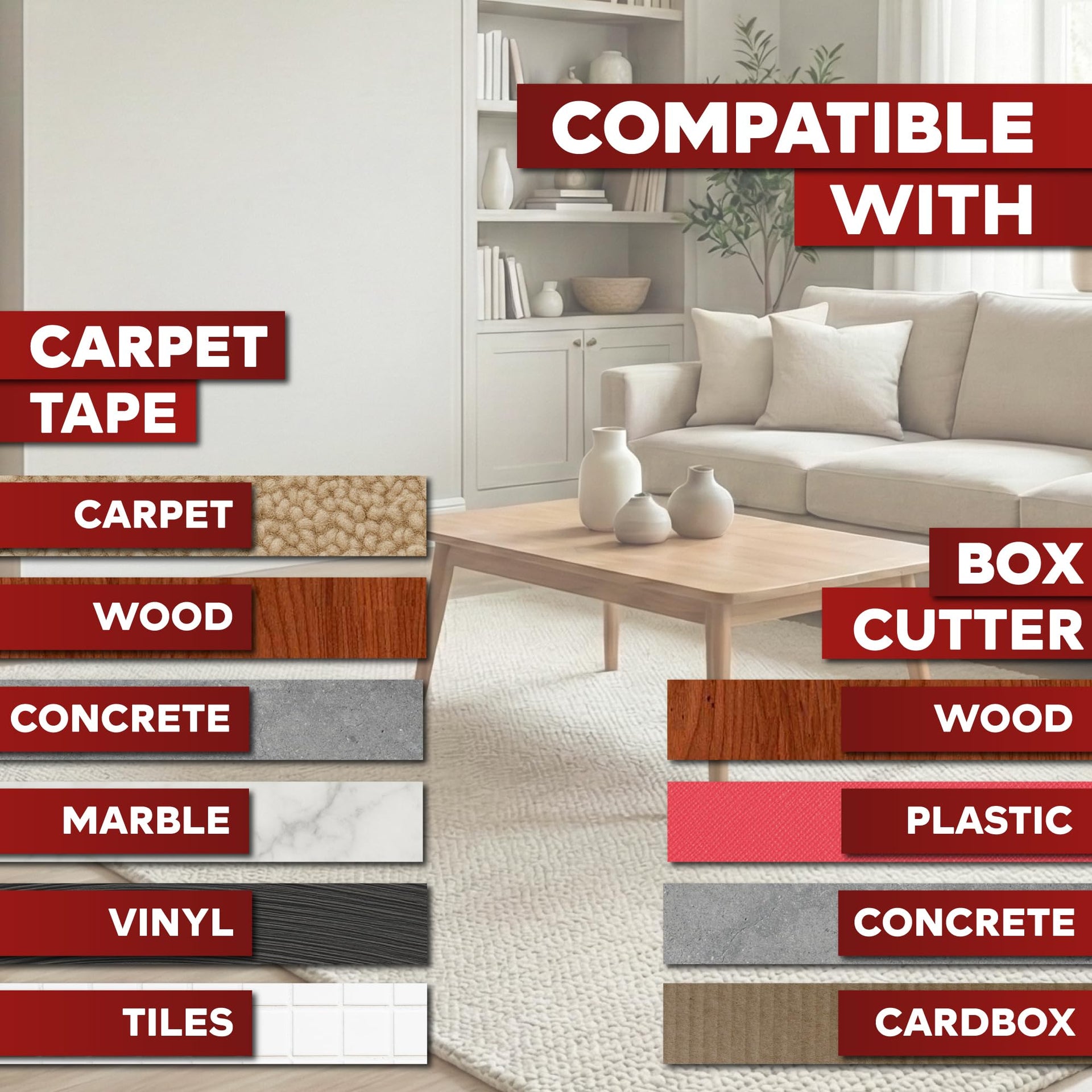Double Sided Carpet Tape for Area Rugs (90 Foot)