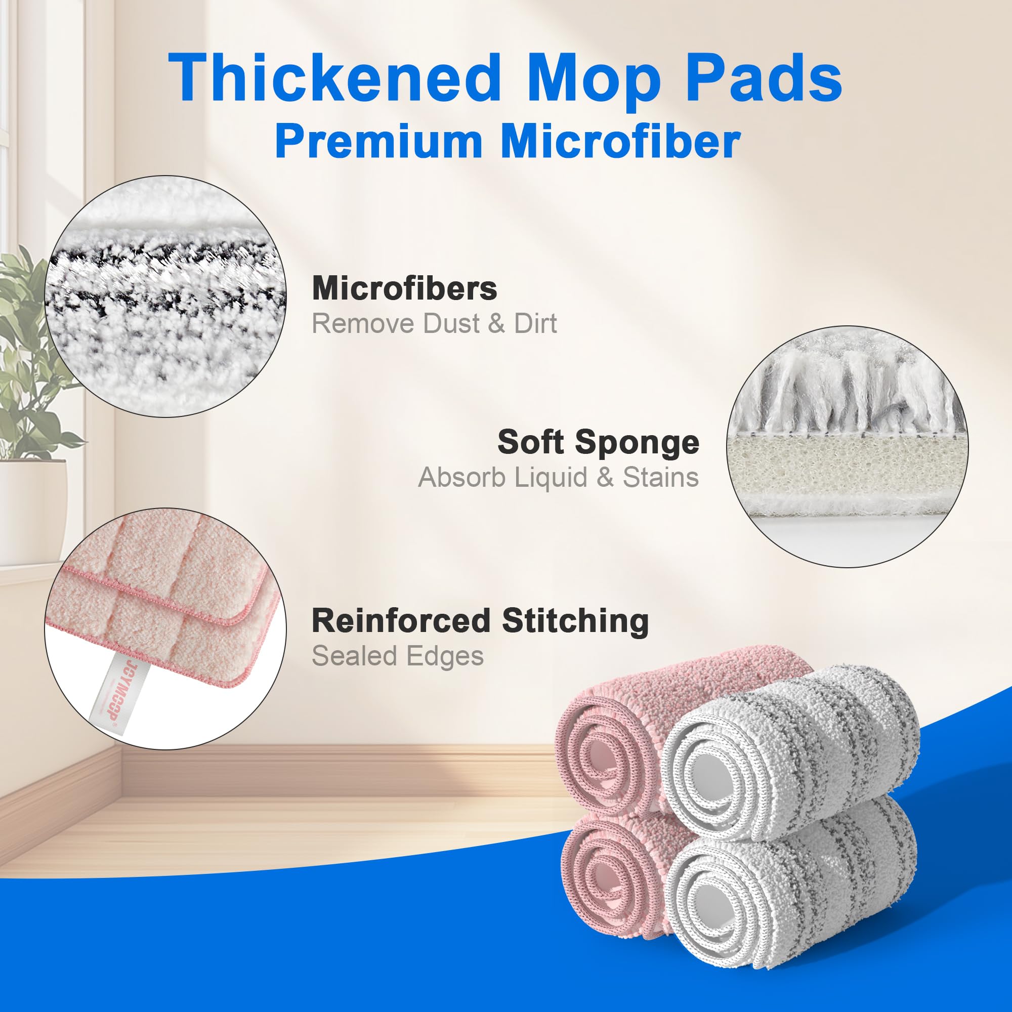 Microfiber Replacement Pads for 13" Flat Mop System (4 Count)