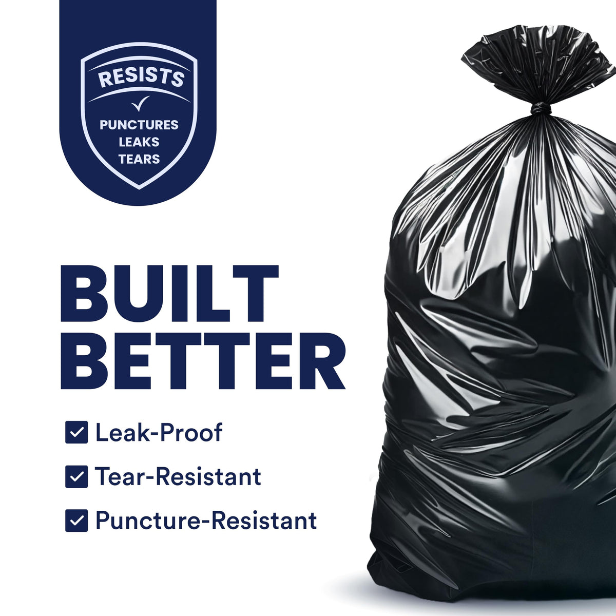 55 60 Gallon Trash Bags │ 1.5 Mil │ Black Heavy Duty Garbage Can Liners │ 36” x 58” (100 Count)