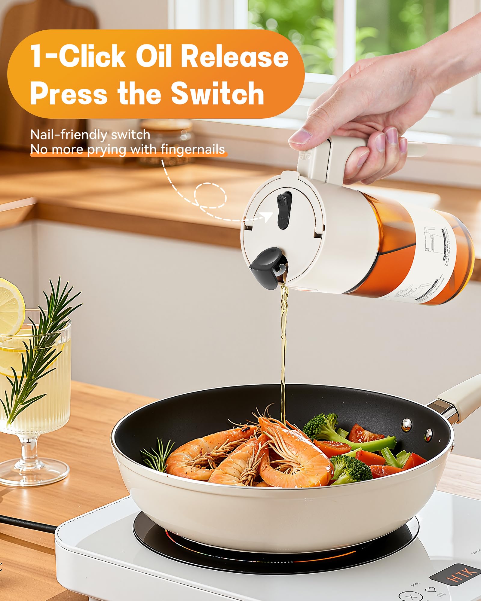 Olive Oil Sprayer & Dispenser Bottle for Cooking 17oz Dark Glass Oil Mister