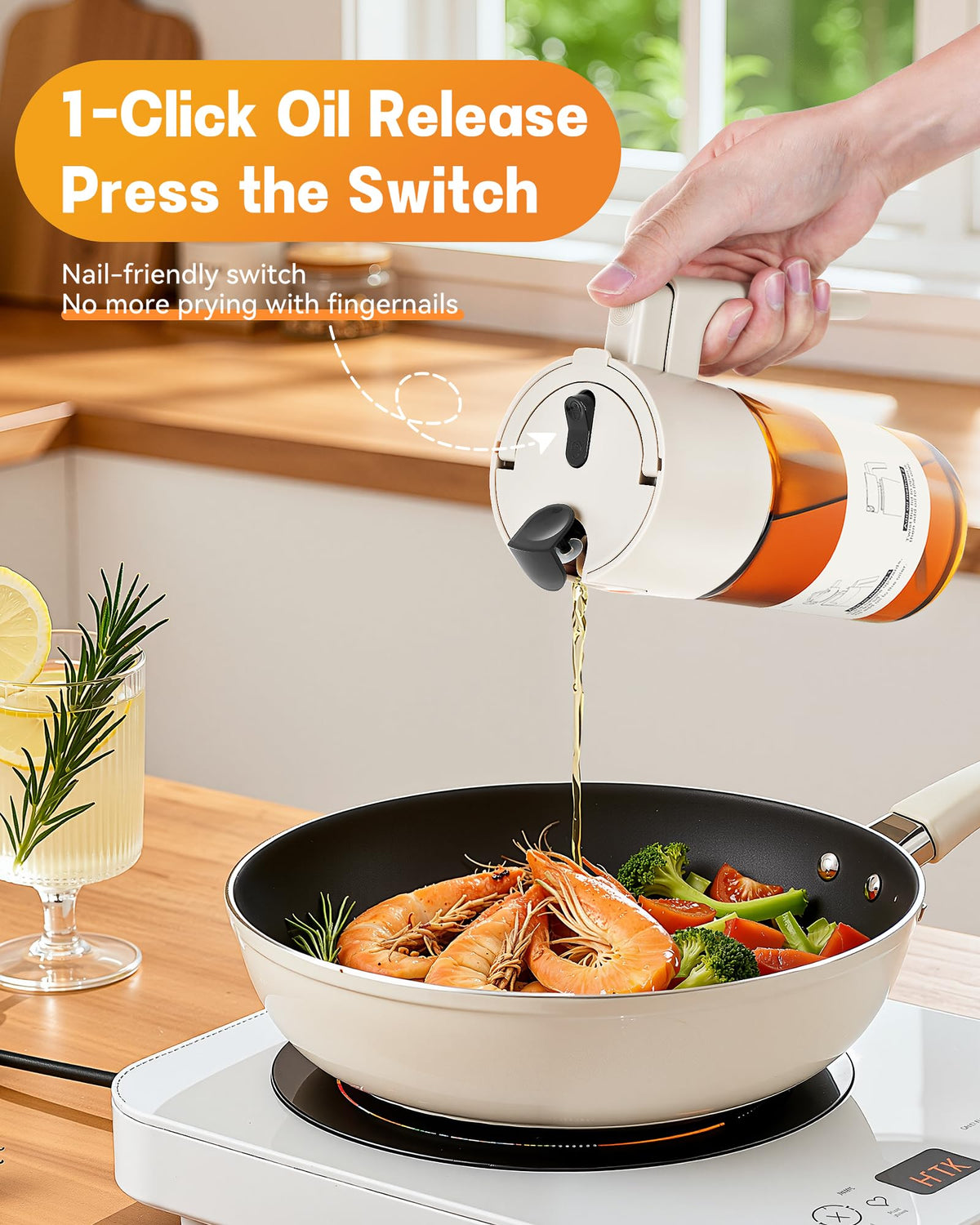 Olive Oil Sprayer & Dispenser Bottle for Cooking 17oz Dark Glass Oil Mister