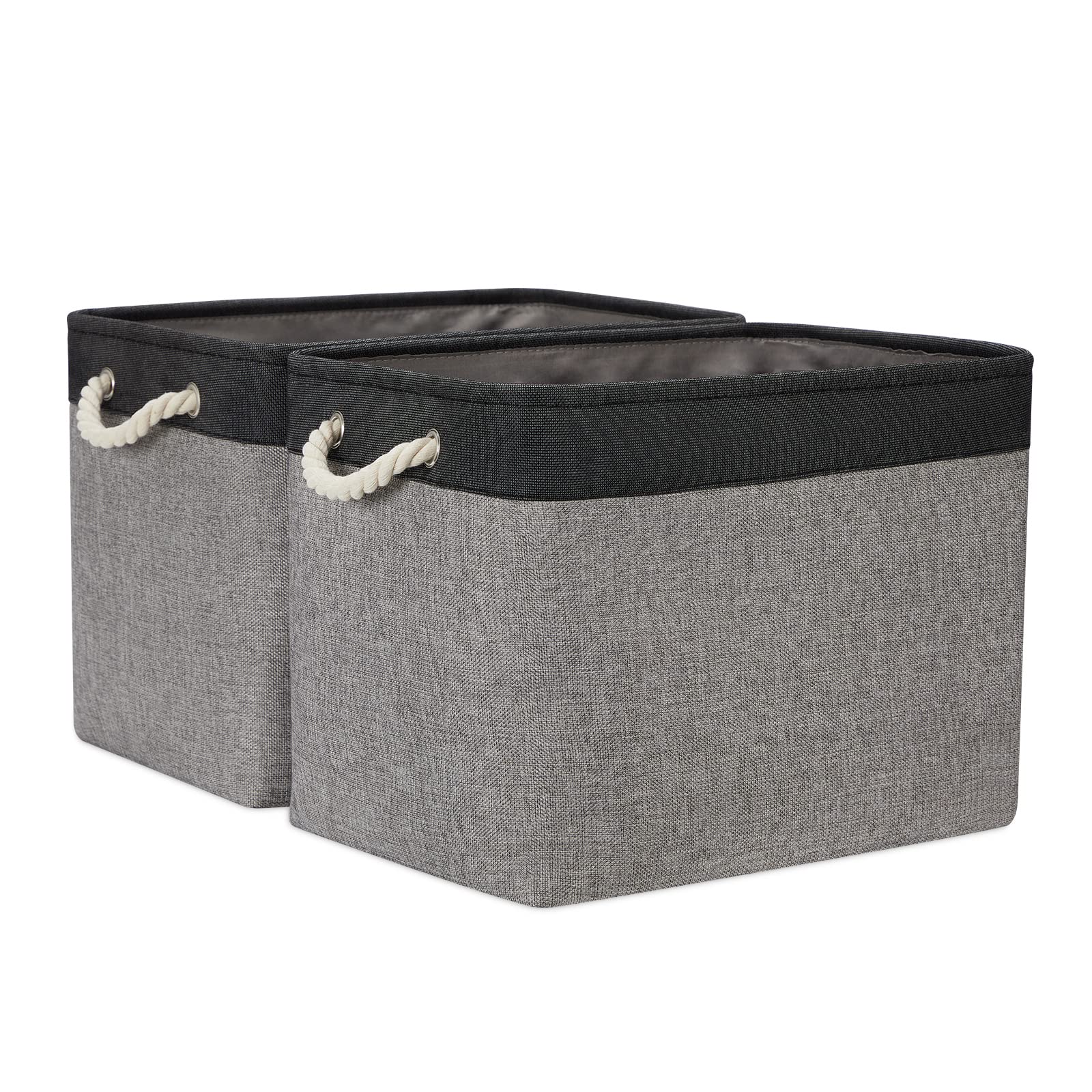 Large Storage Baskets 2 Pack Cloth Basket for Shelves Collapsible Decorative Storage Organizer Baskets Canvas Storage Bins with Handles for Home