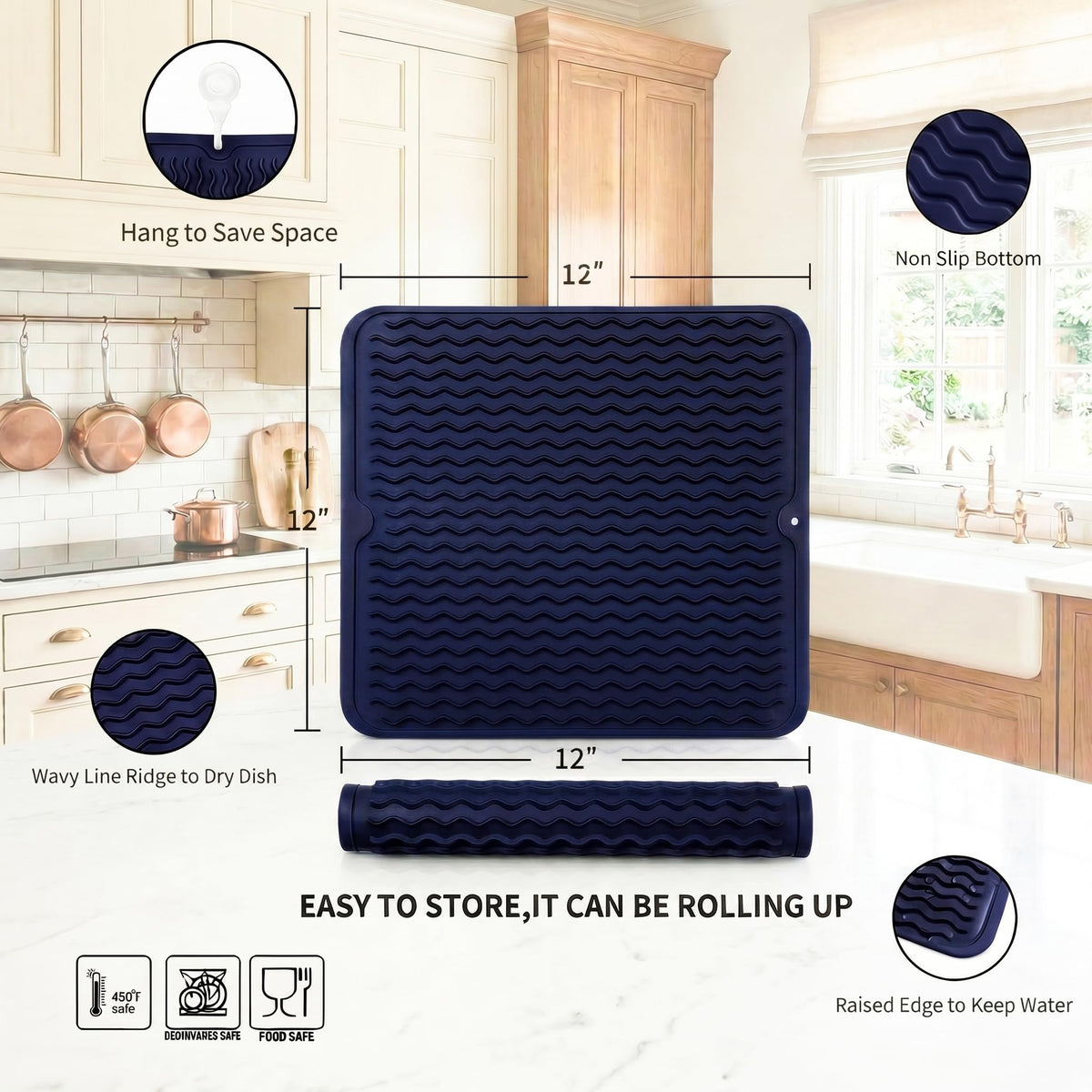 Silicone Dish Drying Mat for Multiple Usage