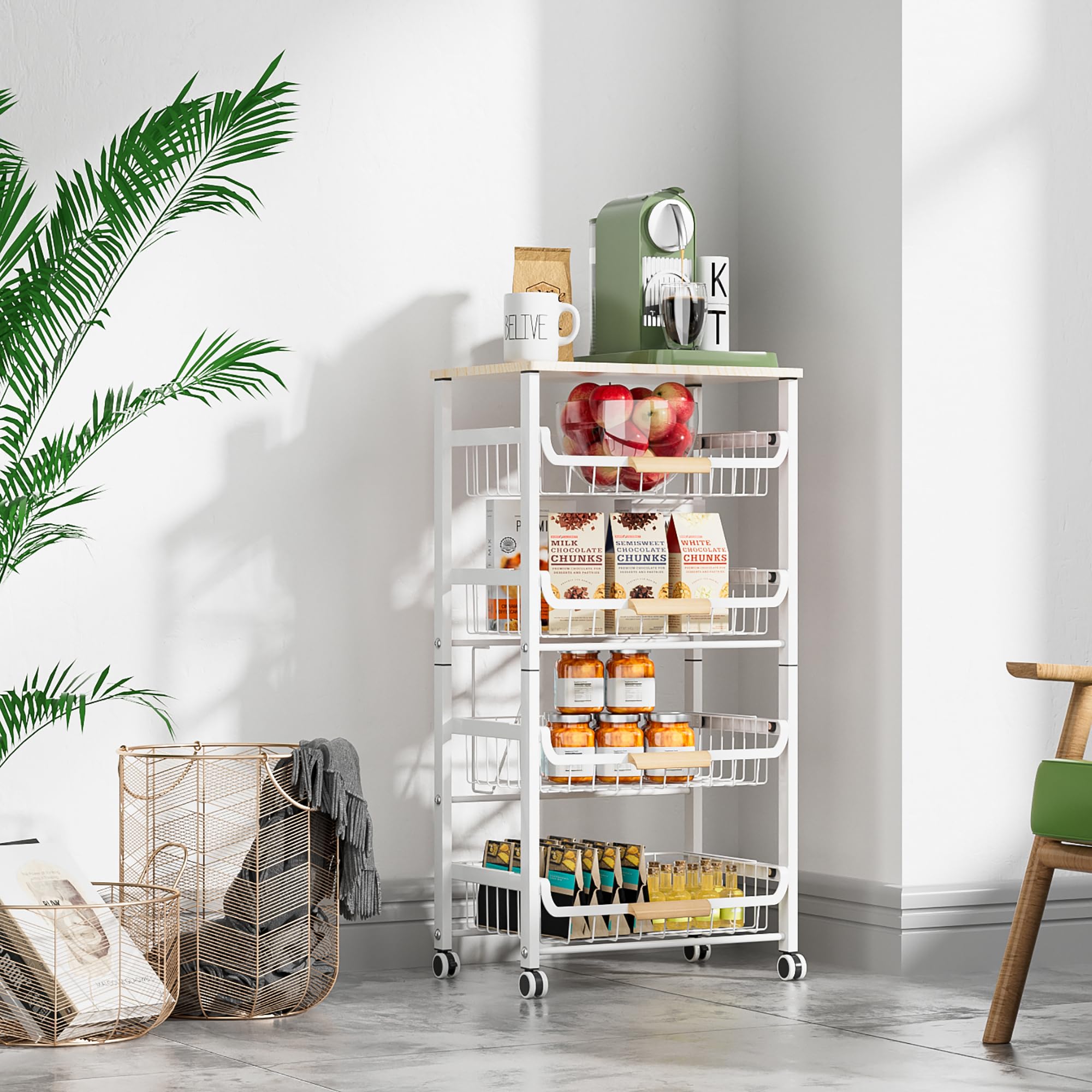 5 Layer Fruit Basket Kitchen Food Storage Organizer and Storage Rack