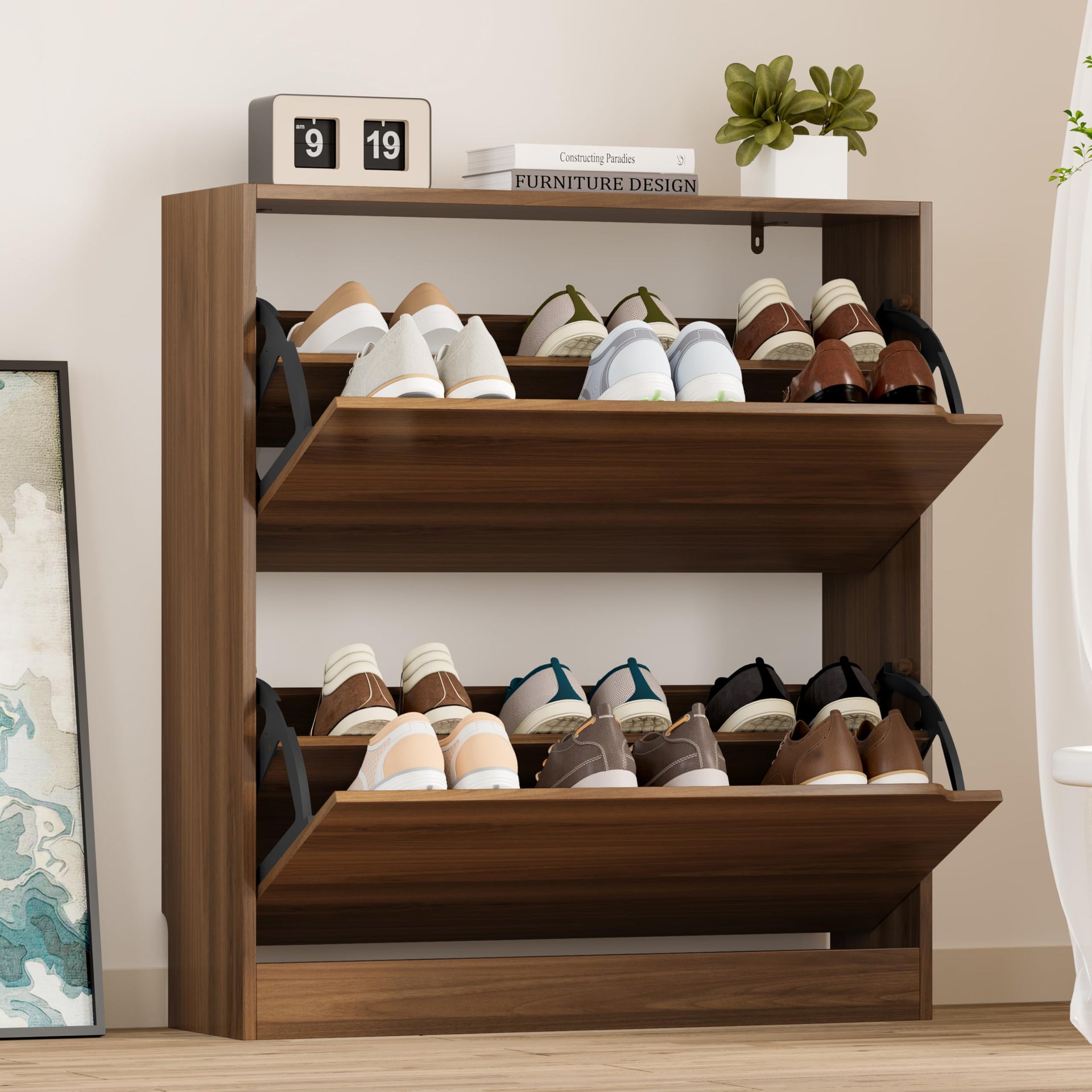 Shoe Cabinet with 2 Flip Drawers