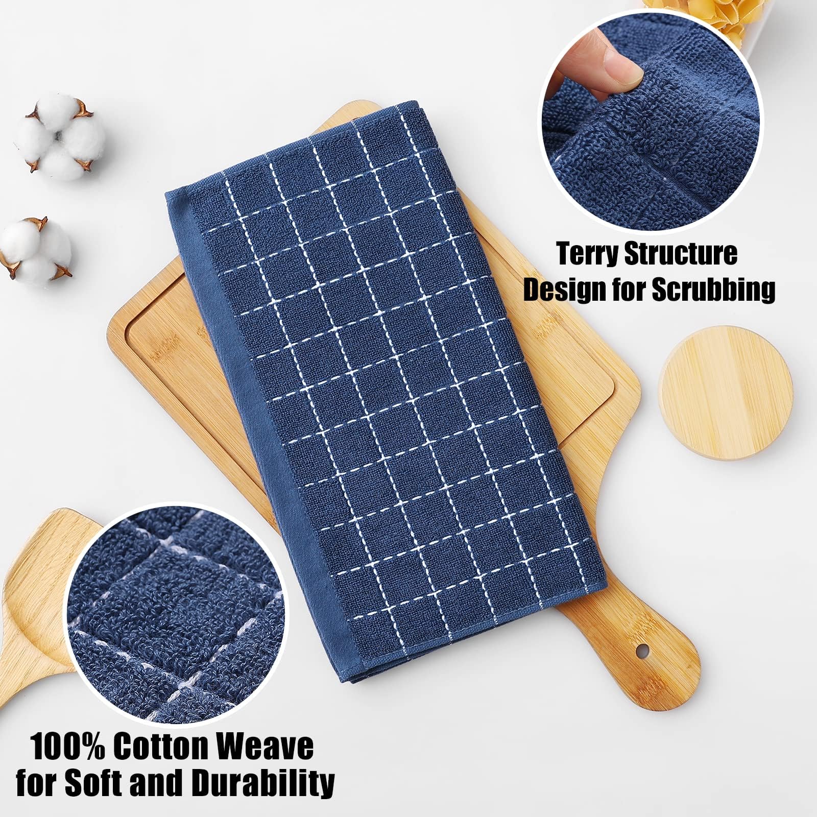 100% Cotton Terry Kitchen Dish Cloths (8 Count)
