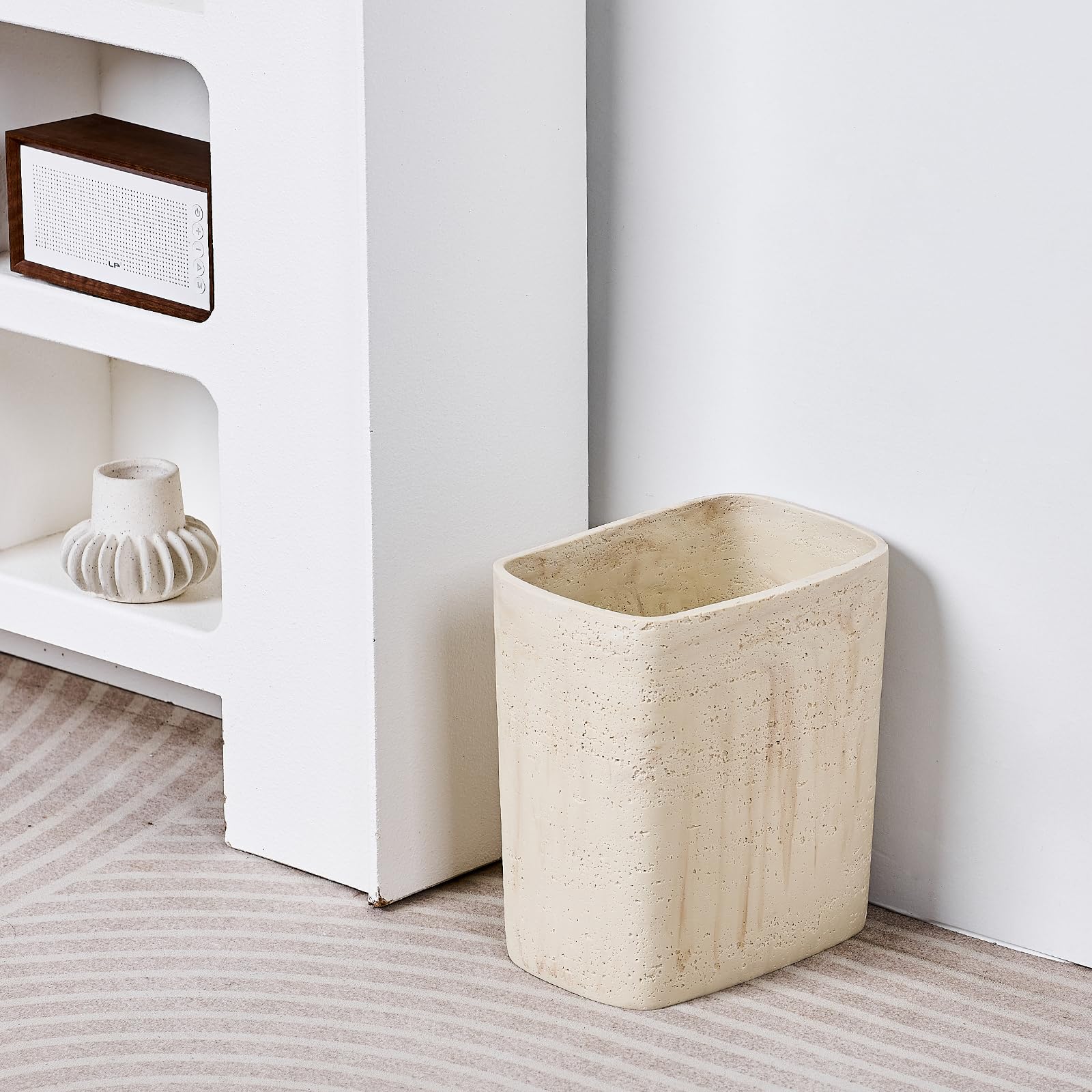 Natural Travertine Textures Bathroom Trash Can 1.8 Gallon