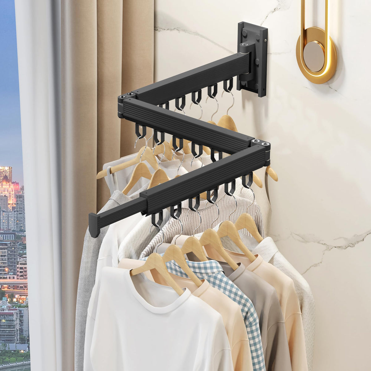 Wall Mounted Foldable Clothes Drying Rack