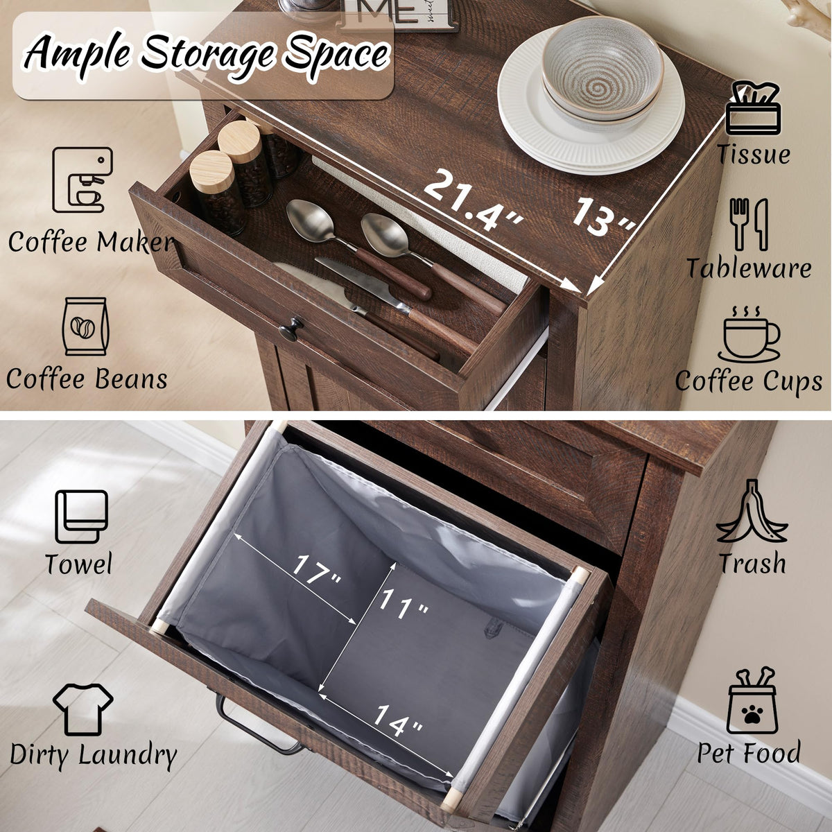 Tilt Out Laundry Hamper Cabinet