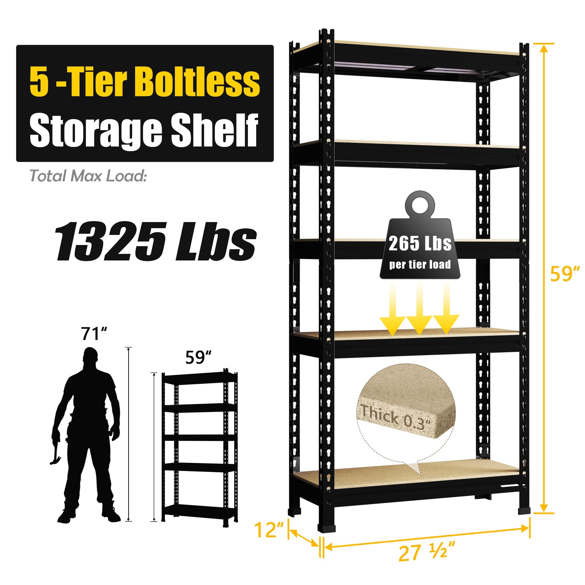 5 Tier Garage Storage Shelves (4 Count)