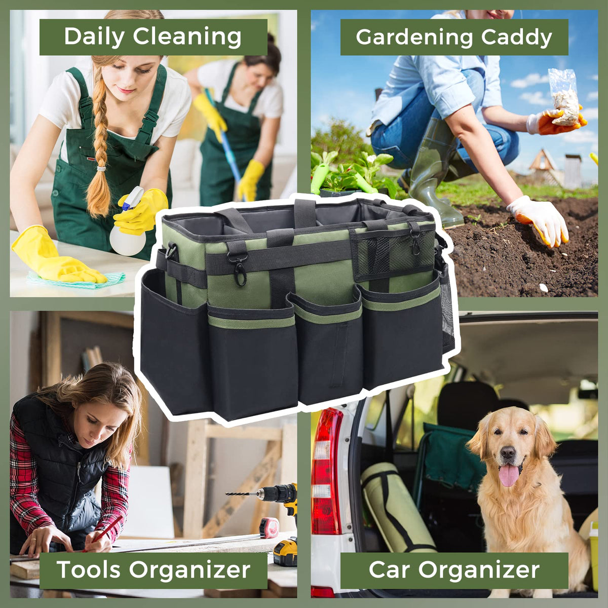 Wearable Cleaning Caddy Organizer with Handle & Shoulder Straps for Housekeepers