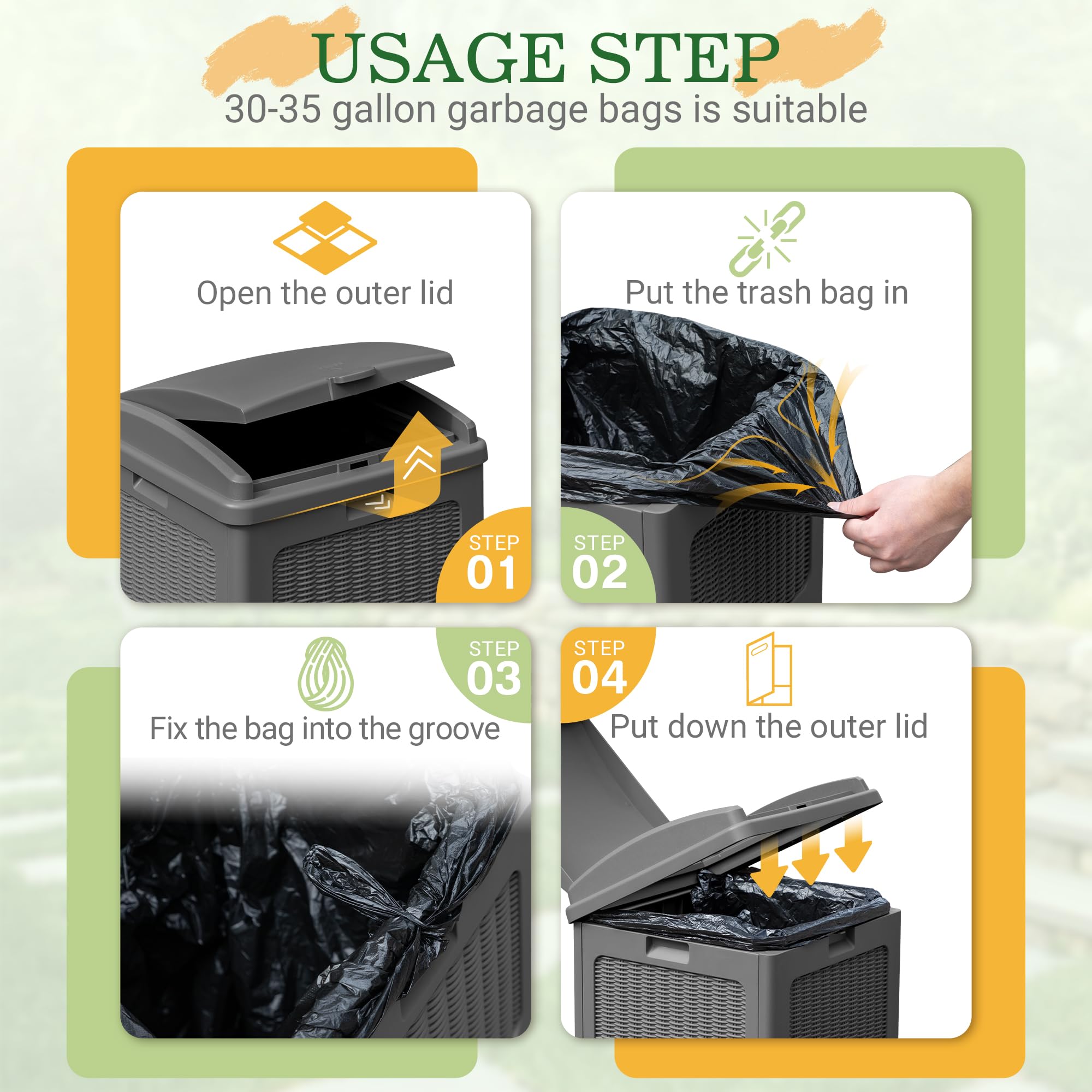 33 Gallon Outdoor Trash Can with Lid