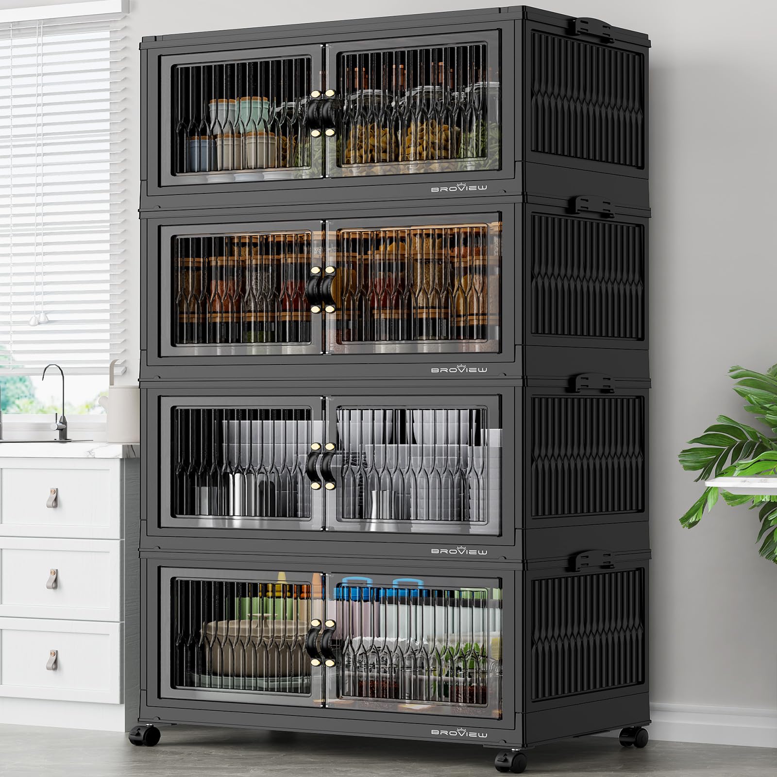 480Qt Stackable Storage Bins with 4 Lids (4 Count)