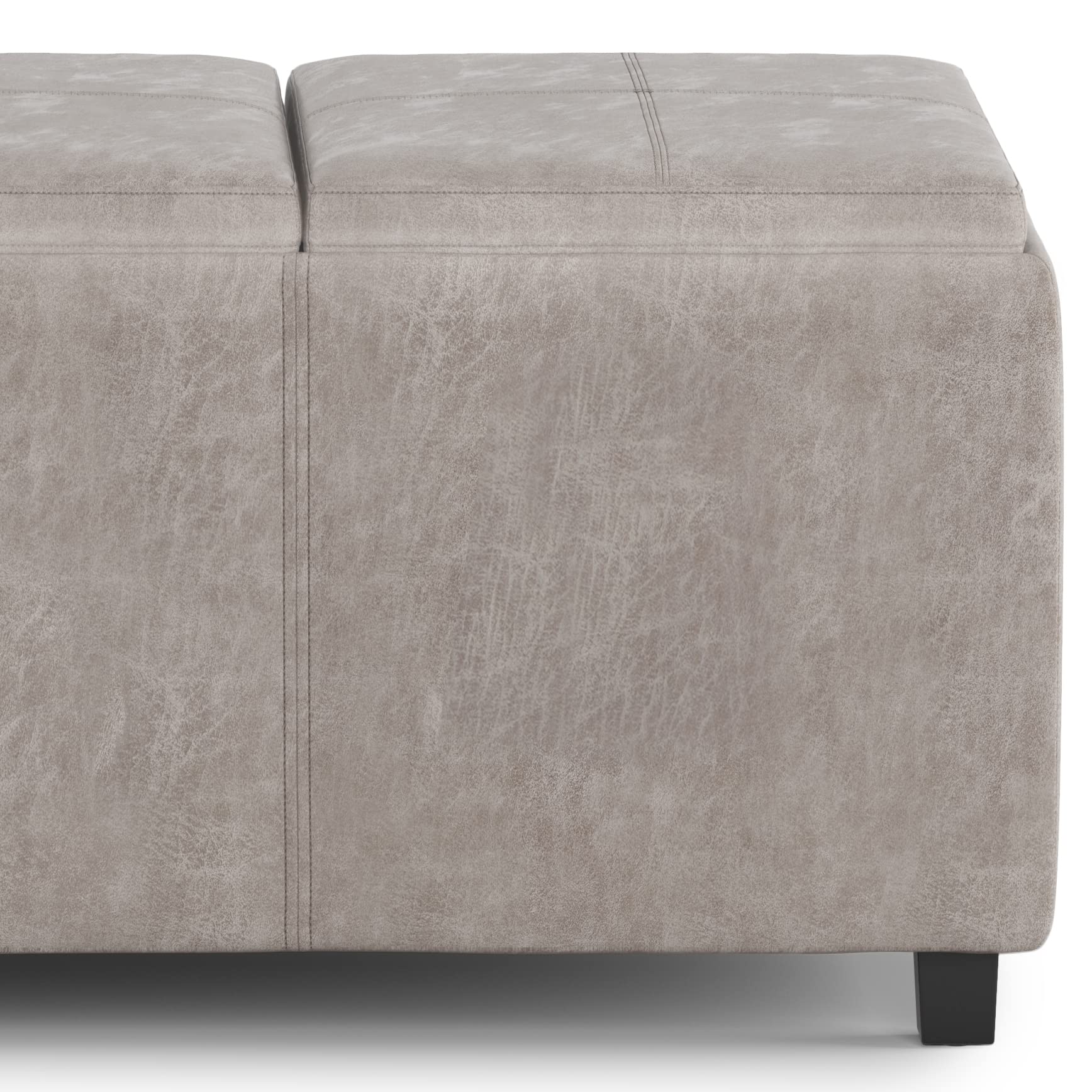 Avalon 42" Wide Vegan Leather Storage Ottoman in Grey
