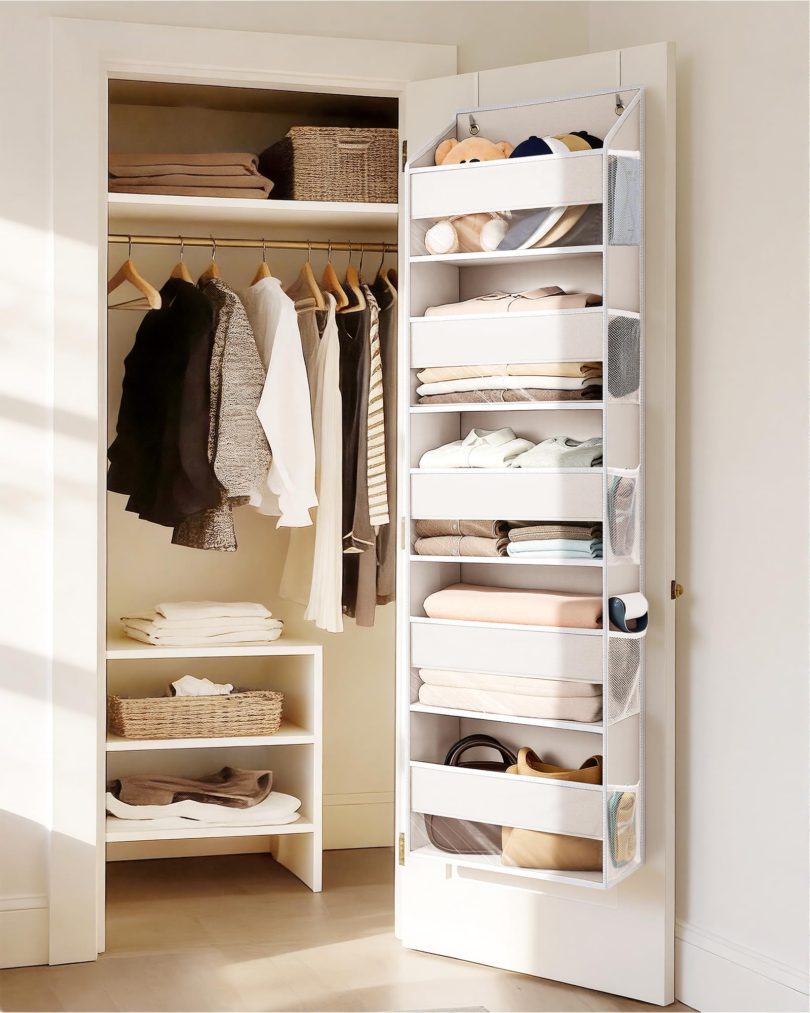 2 Pack 5 tier Over the Door Organizer Beige (2 Count)