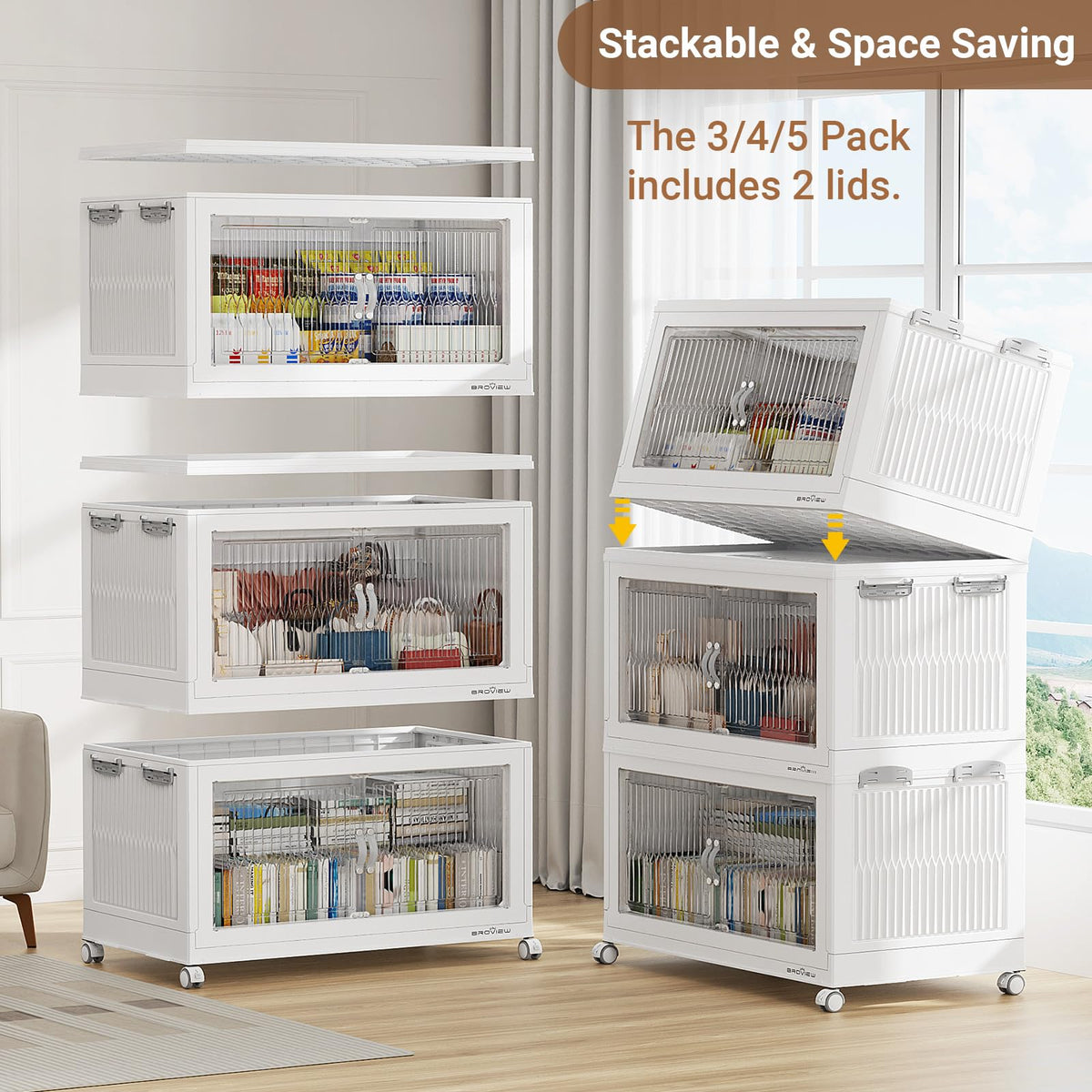 600Qt Extra Large Stackable Storage Bins with Lid (3 Count)
