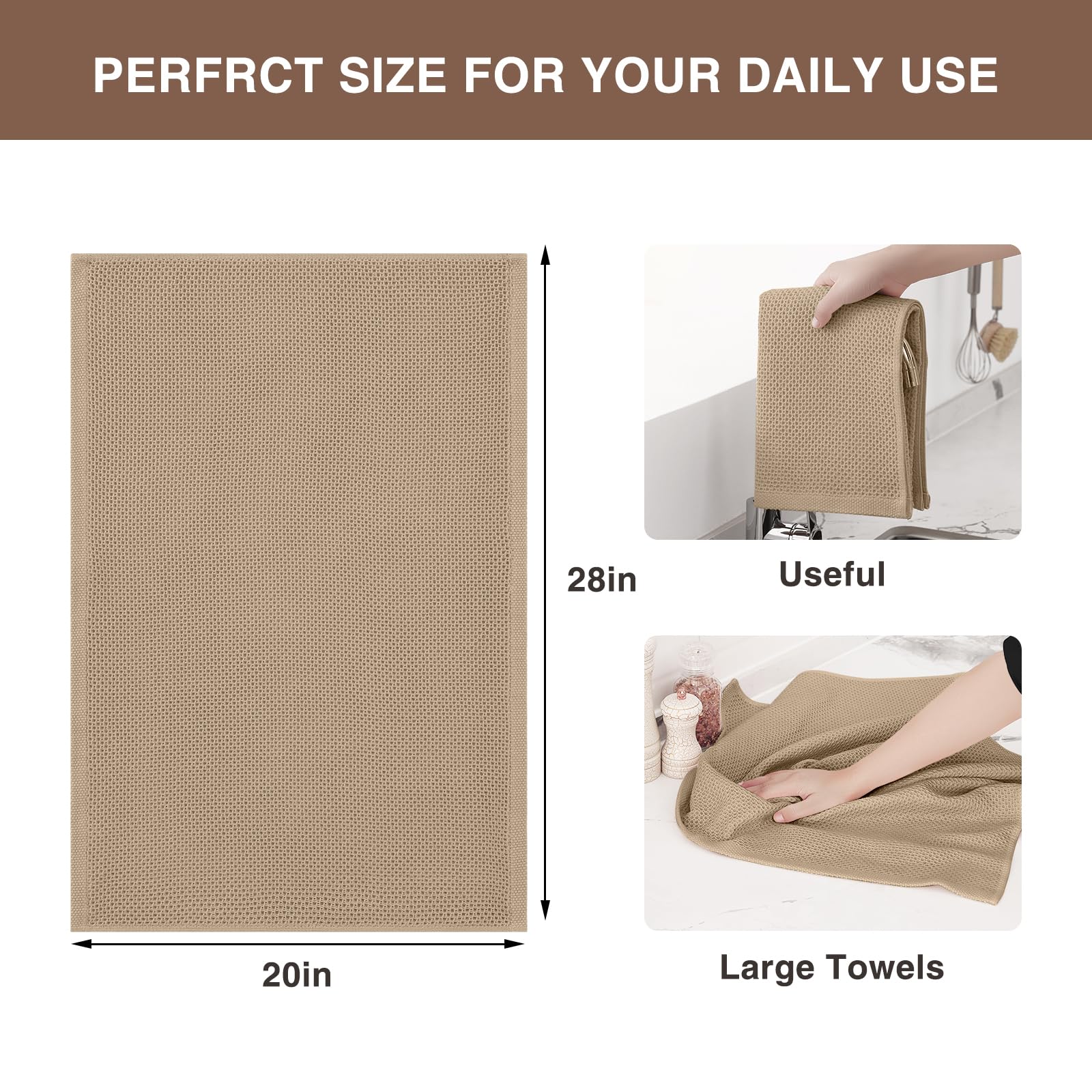 100% Cotton Oversized Waffle Weave Kitchen Towels 4 (4 Count)
