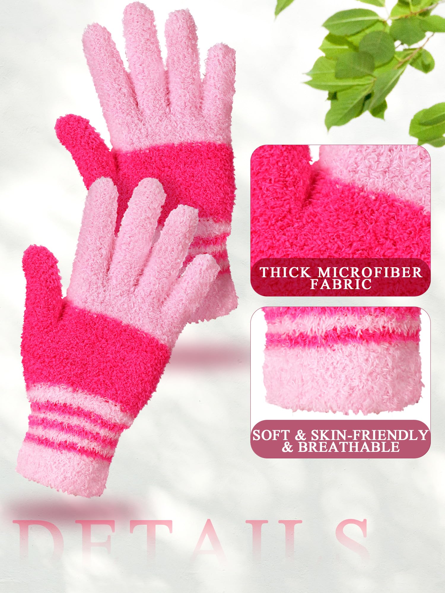 3 Pairs Microfiber Dusting Gloves for Plants Leaf (3 Count)