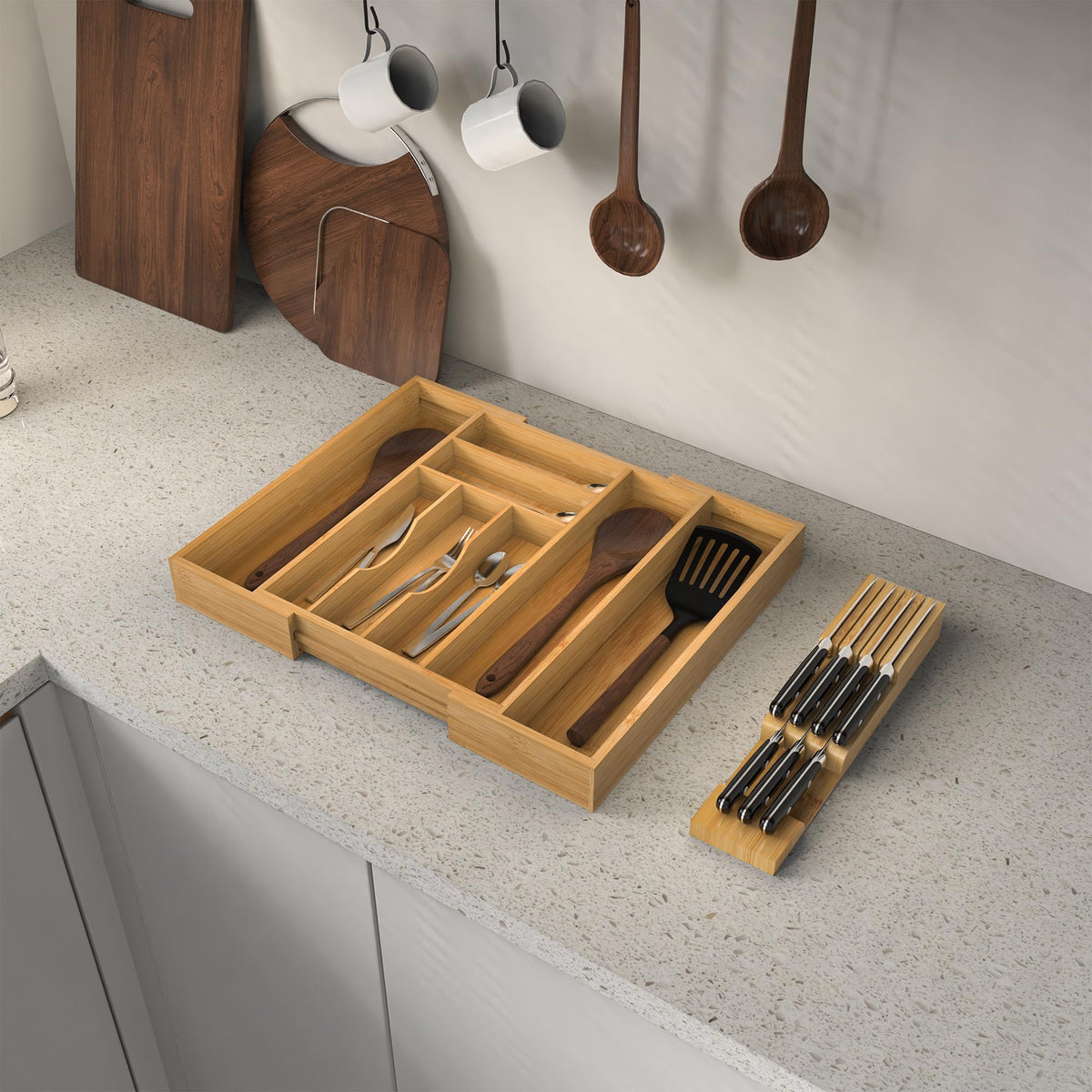 Bamboo Silverware Drawer Organizer