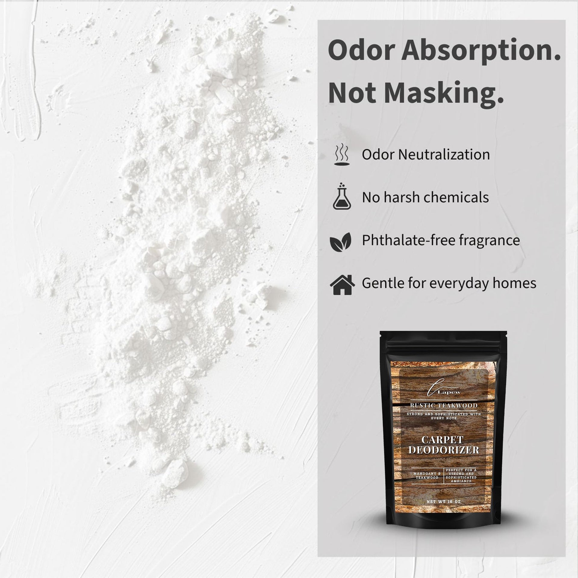 Rustic Teakwood Carpet Deodorizer Powder (16 Ounce)