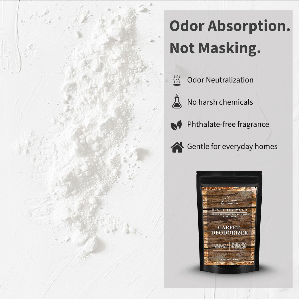 Rustic Teakwood Carpet Deodorizer Powder (16 Ounce)