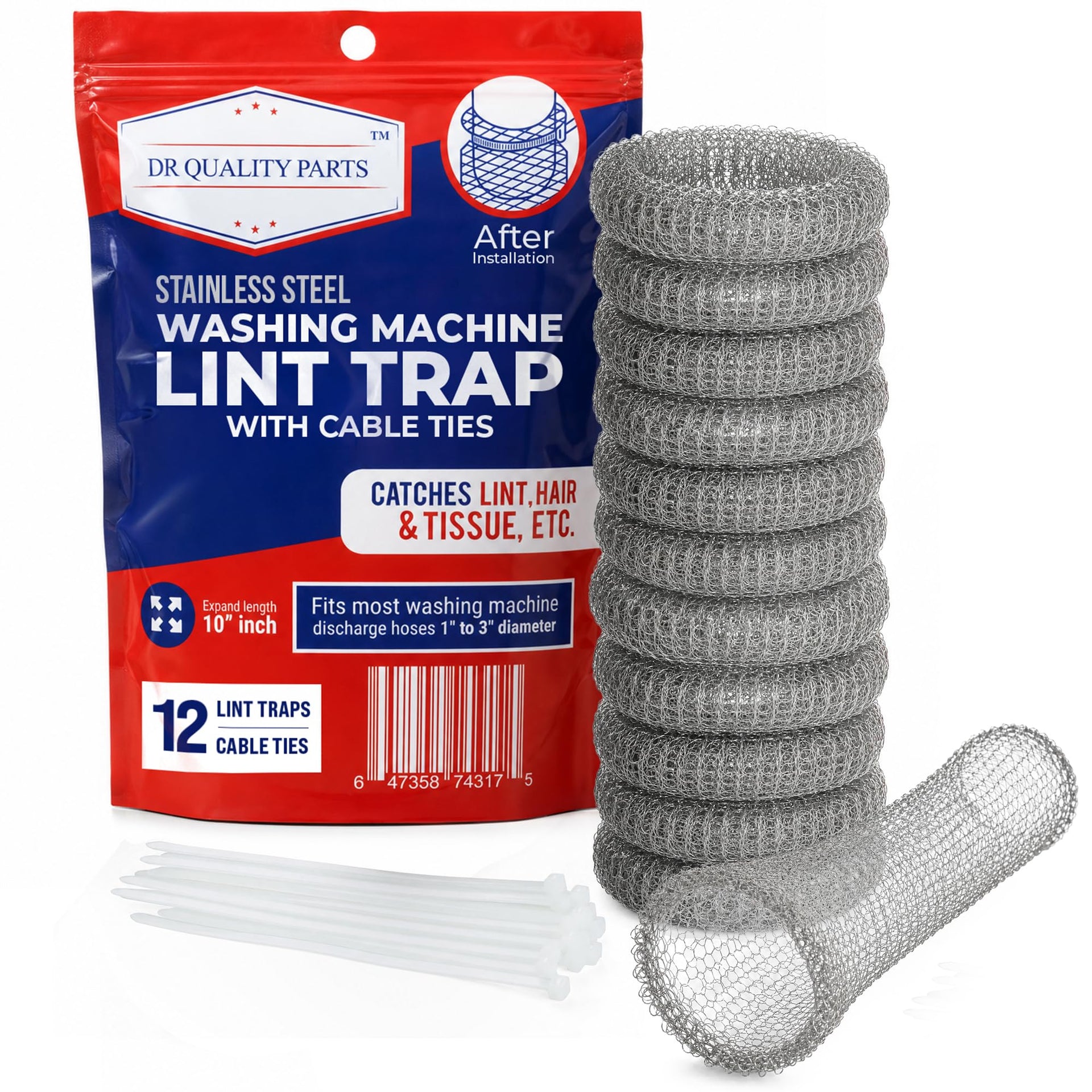 Washing Machine Lint Trap Stainless Steel 12 (12 Count)