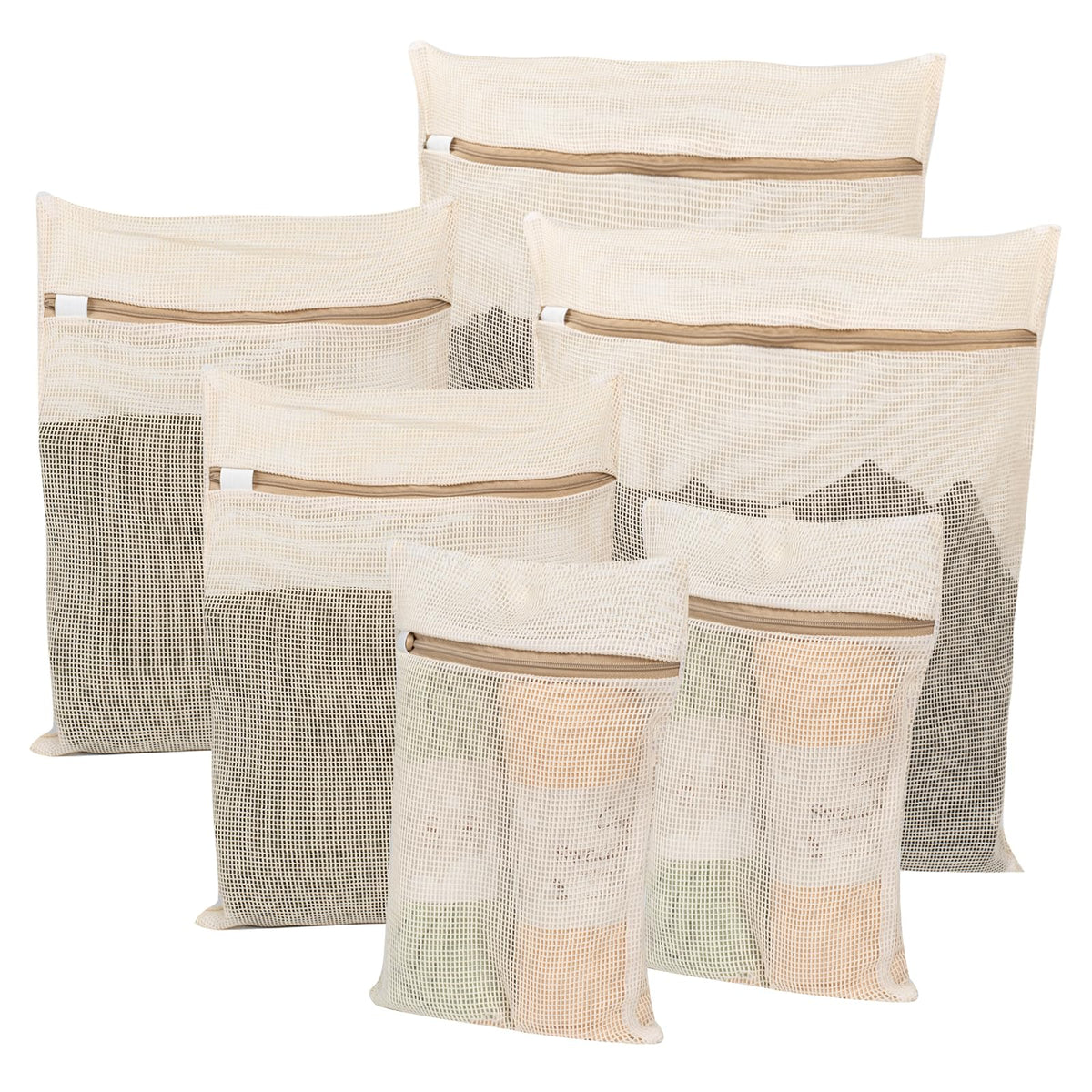 6-Piece Bag, Durable Cotton Mesh Laundry Bag, Sturdy Zipper, Breathable Mesh, Exquisite Laundry Bag for Underwear, Clothes, Pants, Shoes and Socks (5.99 Count)