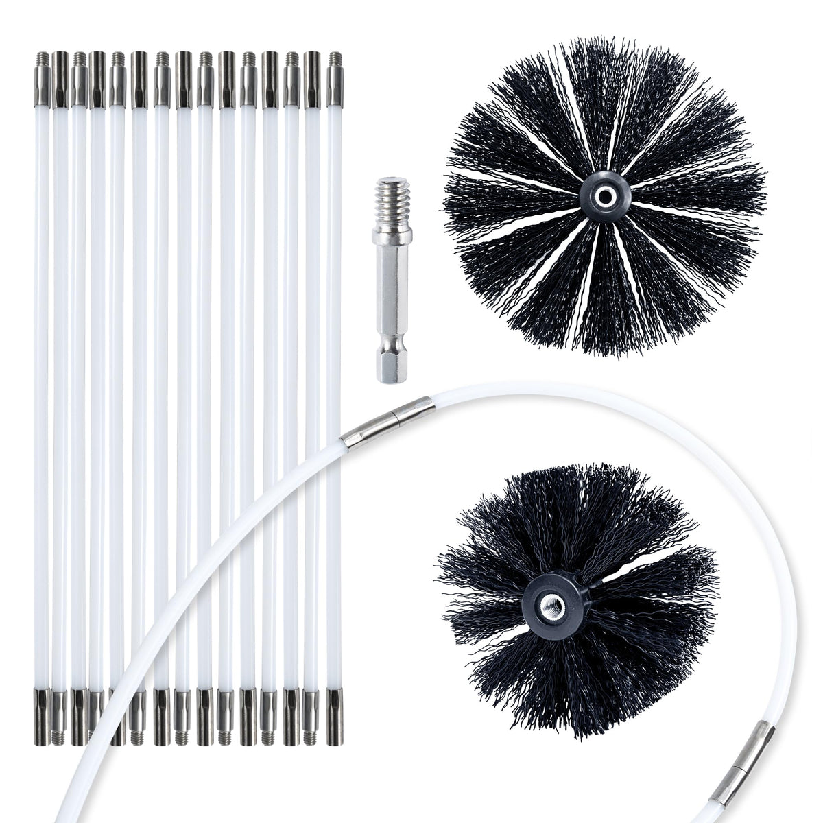 Dryer Vent Cleaner Kit Chimney Sweep Cleaning Tools Pellet Stove Cleaner Kit Air Dryer Duct Fireplace Brushes for Easy Lint Cleaning with 4" and 6" Brush Heads