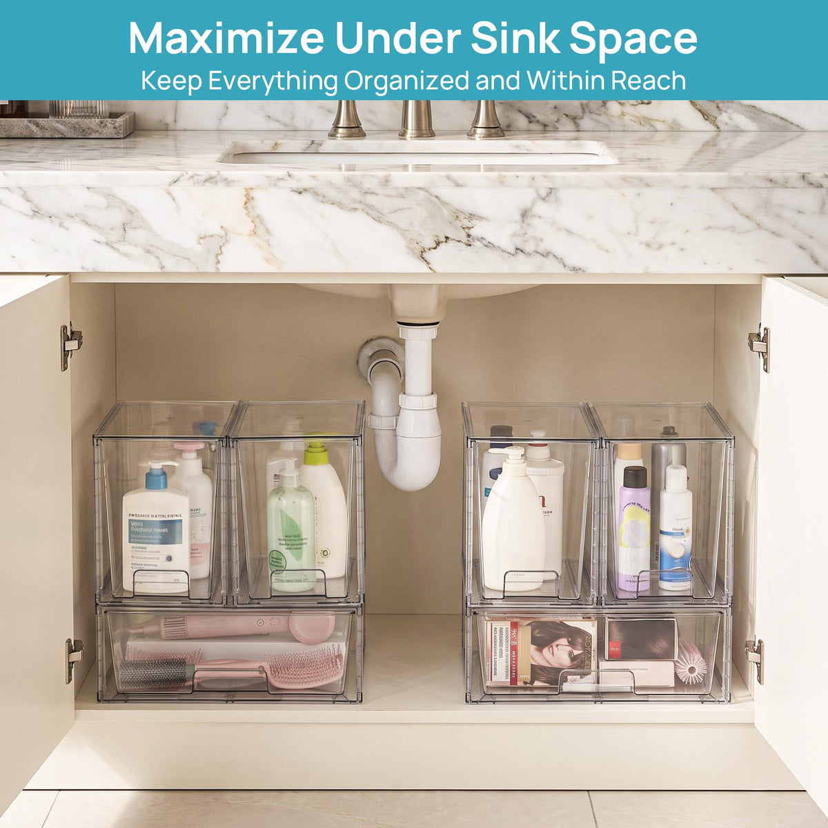 Clear Stackable Storage Drawers (6 Count)