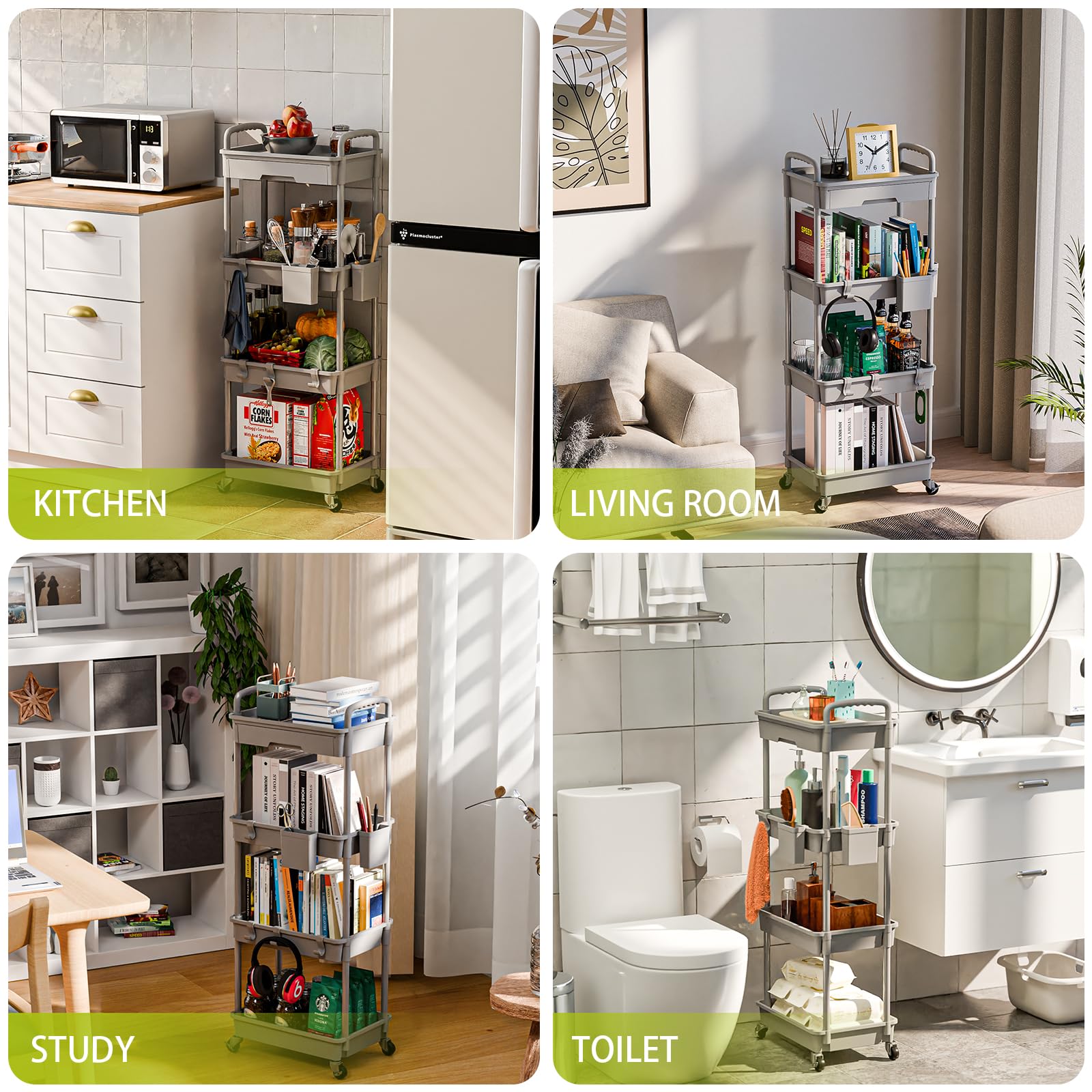 4 Tier Rolling Cart Organizer