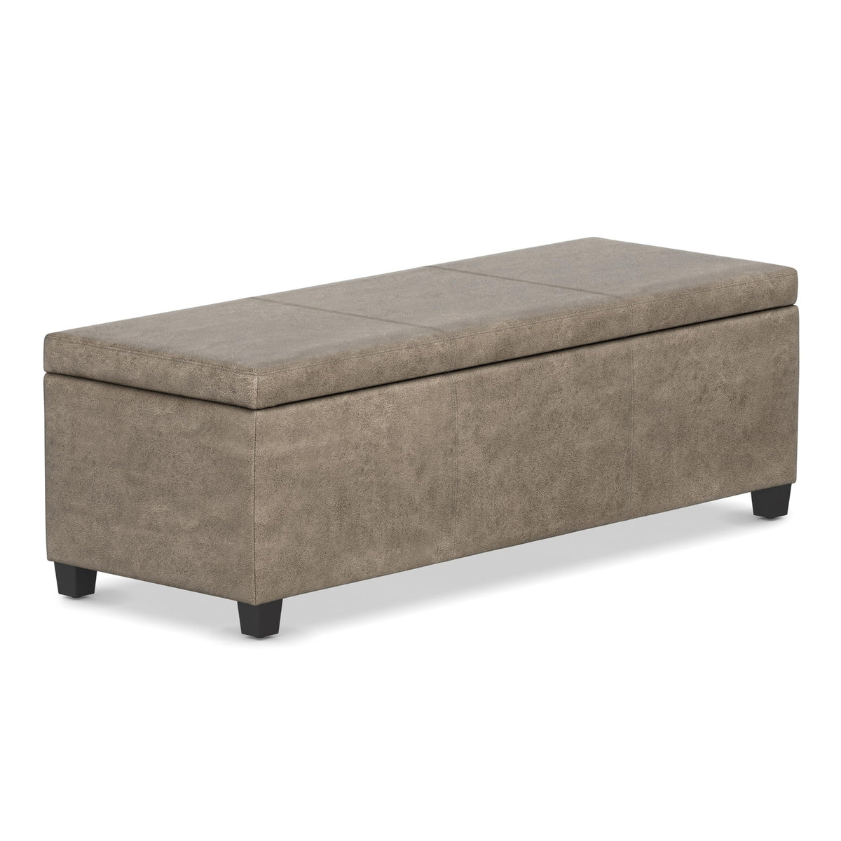 Avalon 48" Wide Vegan Leather Storage Ottoman in Grey Brown