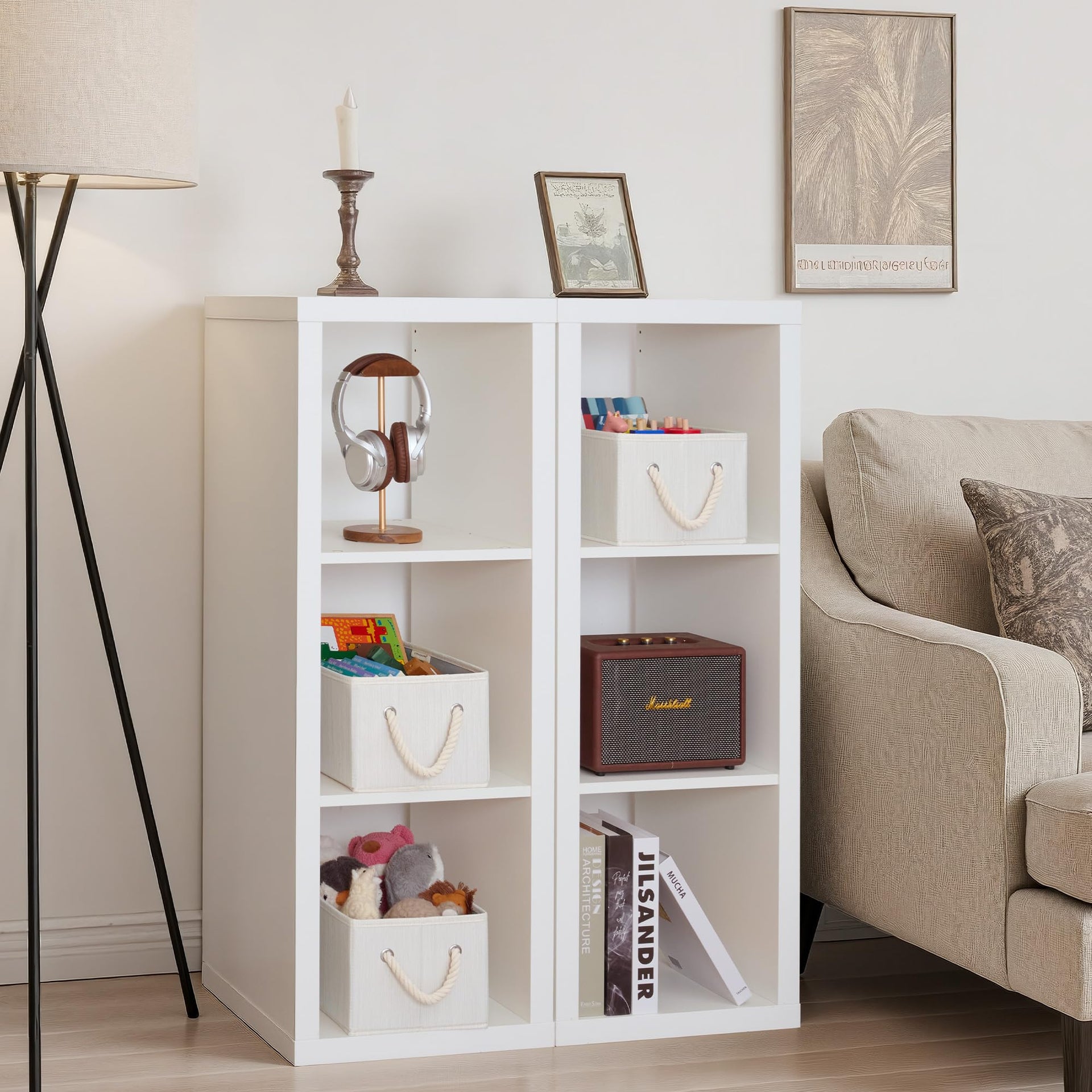 Fabric Storage Bins with Rope Handles (3 Count)