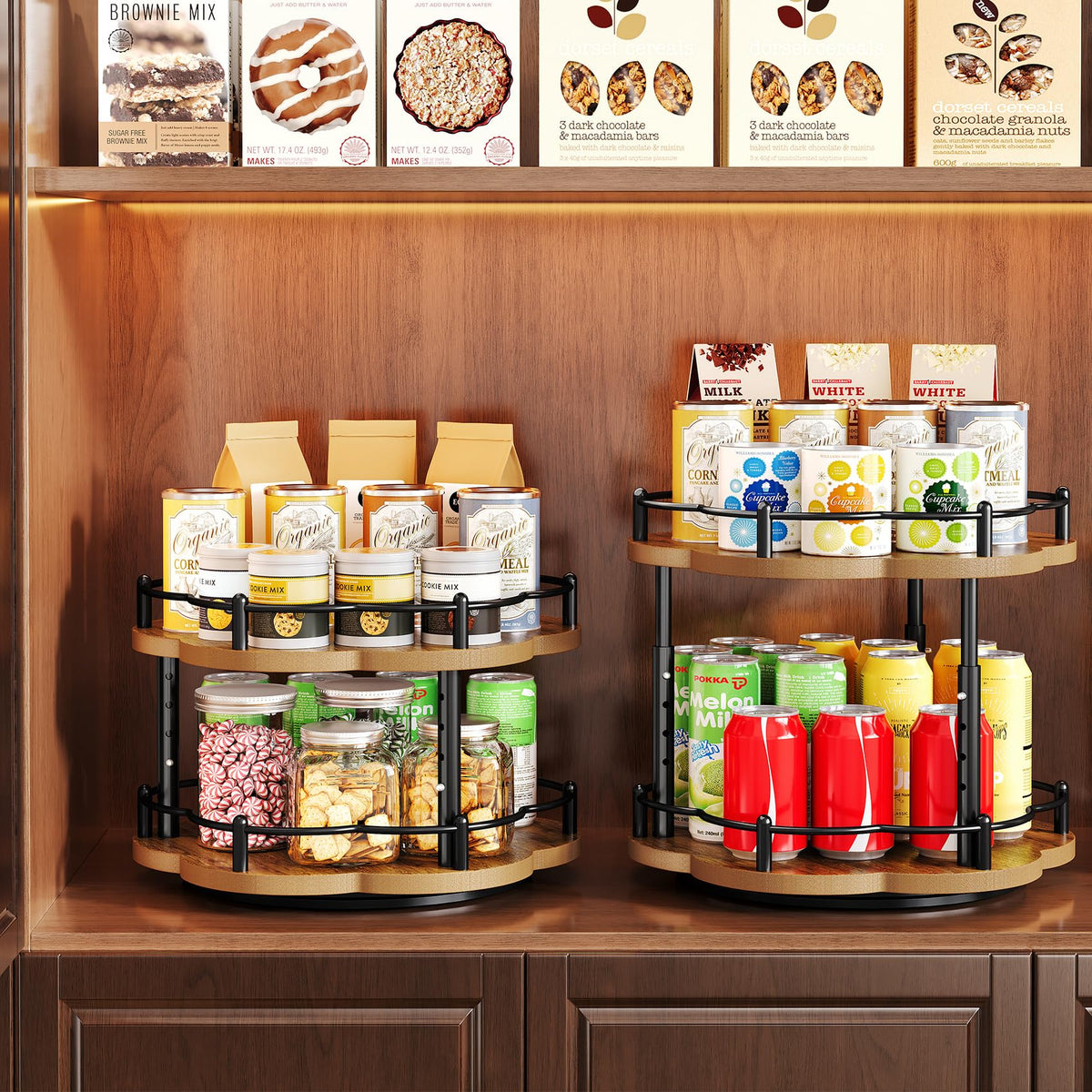 2 Tier Lazy Susan Spice Rack Organizer for Cabinet