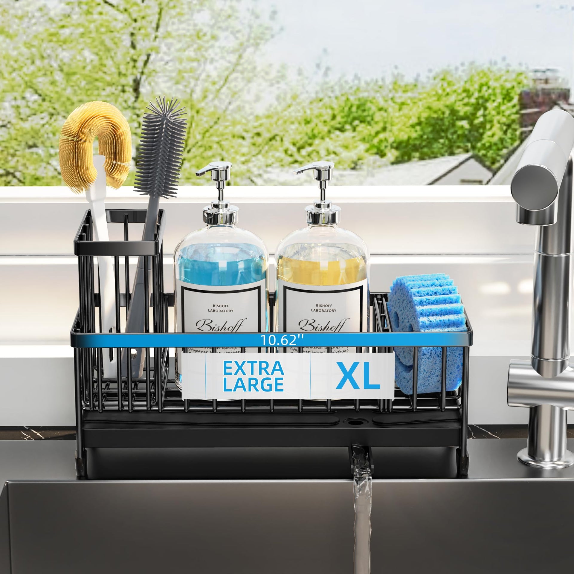 Extra Large Sponge Holder for Kitchen Sink Organizer Caddy