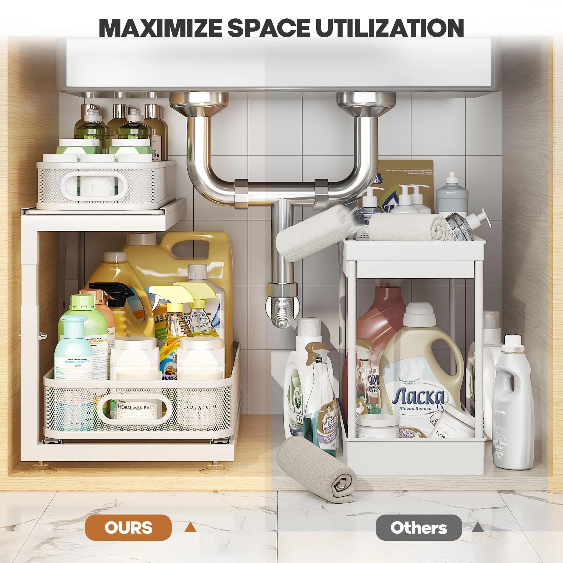 2 Pack 18.5 IN Depth Under Sink Organizer With Next (2 Count)