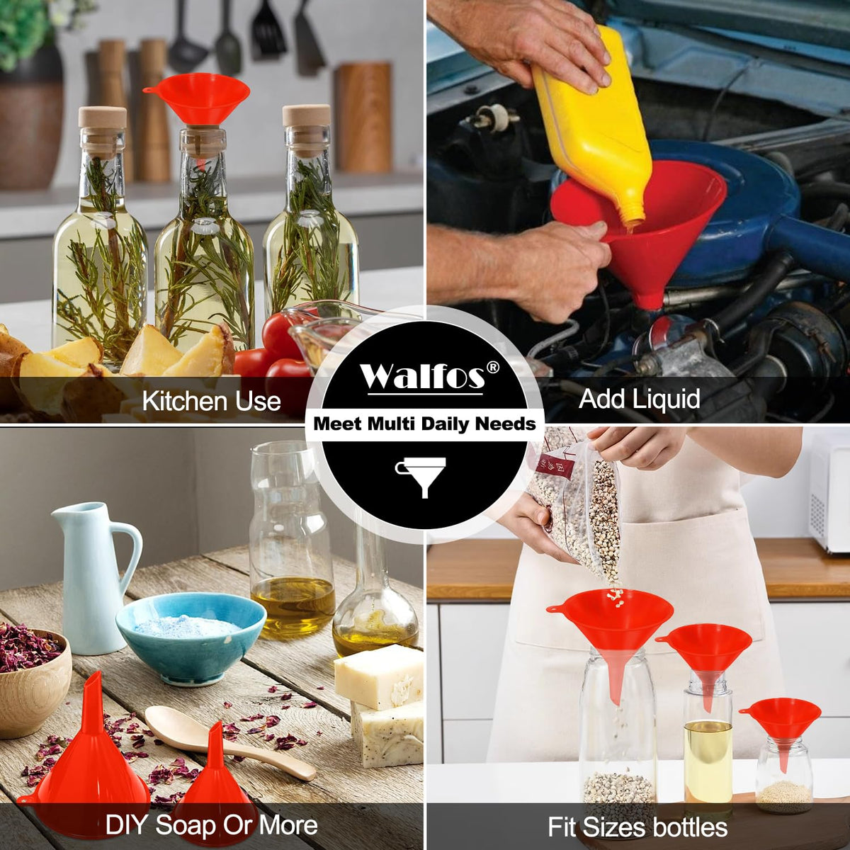 4pcs Kitchen Plastic Funnel (4 Count)