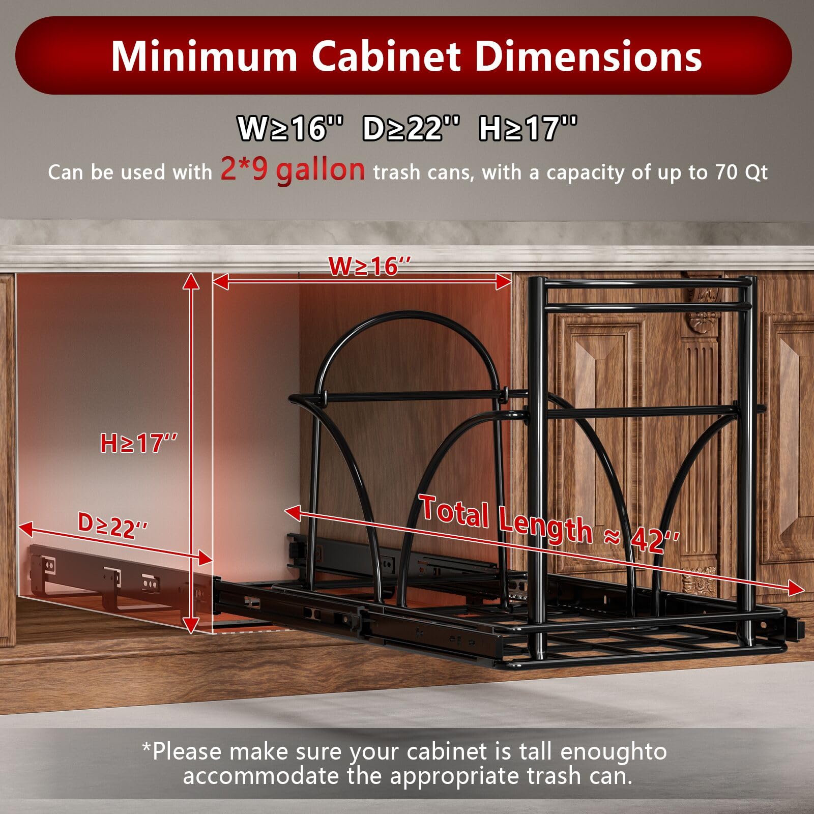 Dual Under Sink Trash Can Heavy Duty Pull Out Trash Can Under Cabinet