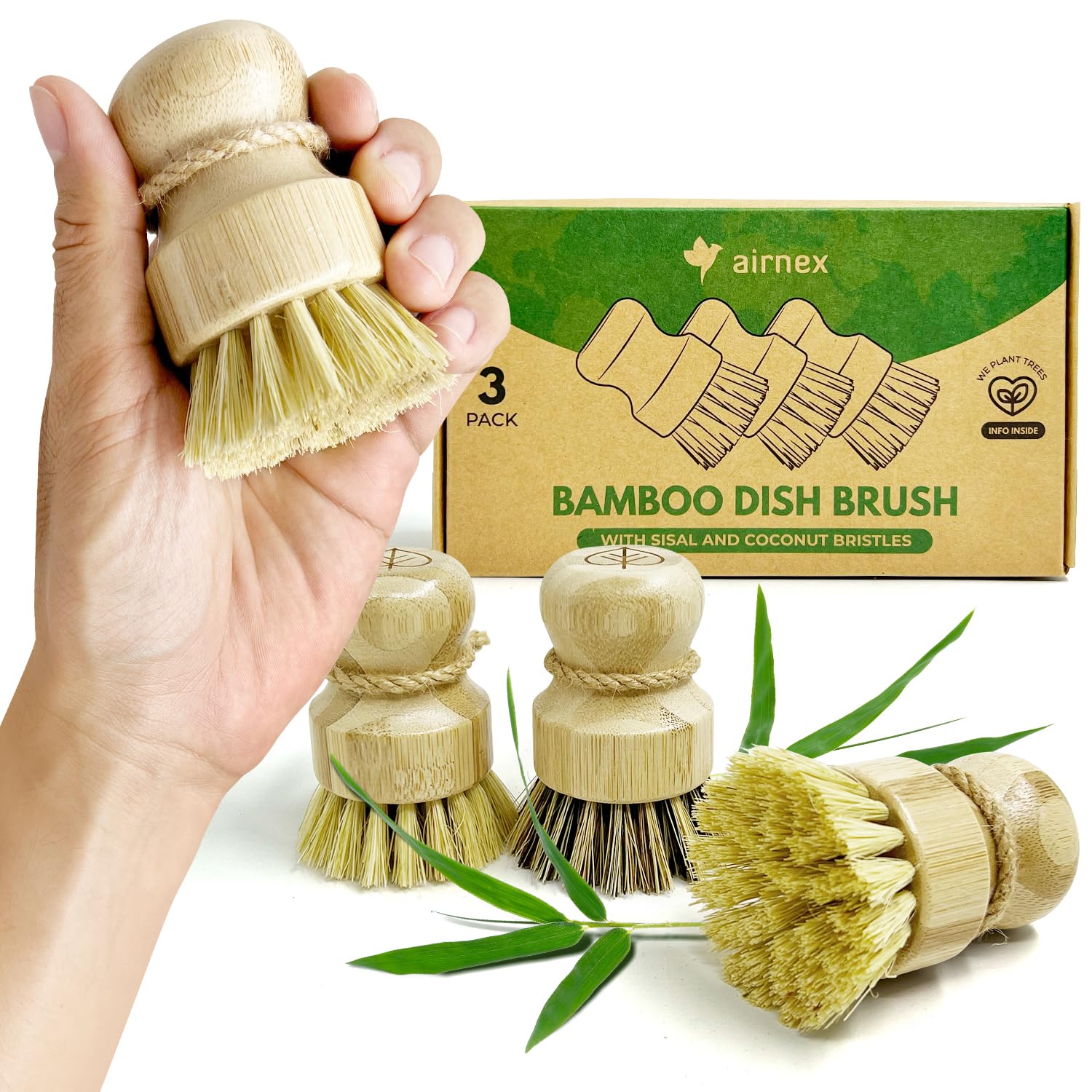 Bamboo Dish Brush Set of 3 (3 Count)