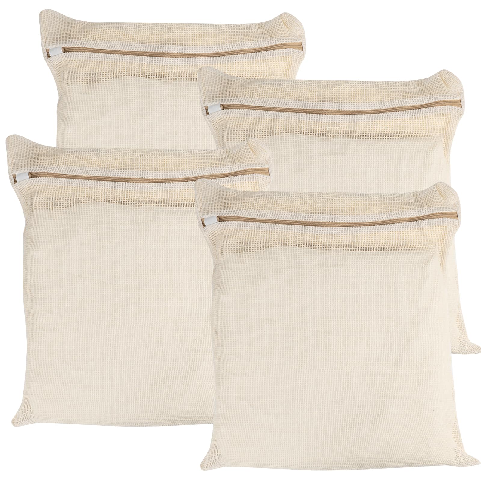 4 Piece Large Durable Organic Cotton Mesh Laundry Bags with Sturdy Zippers and Breathable Mesh are Delicate Laundry Bags for Underwear (100 Count)
