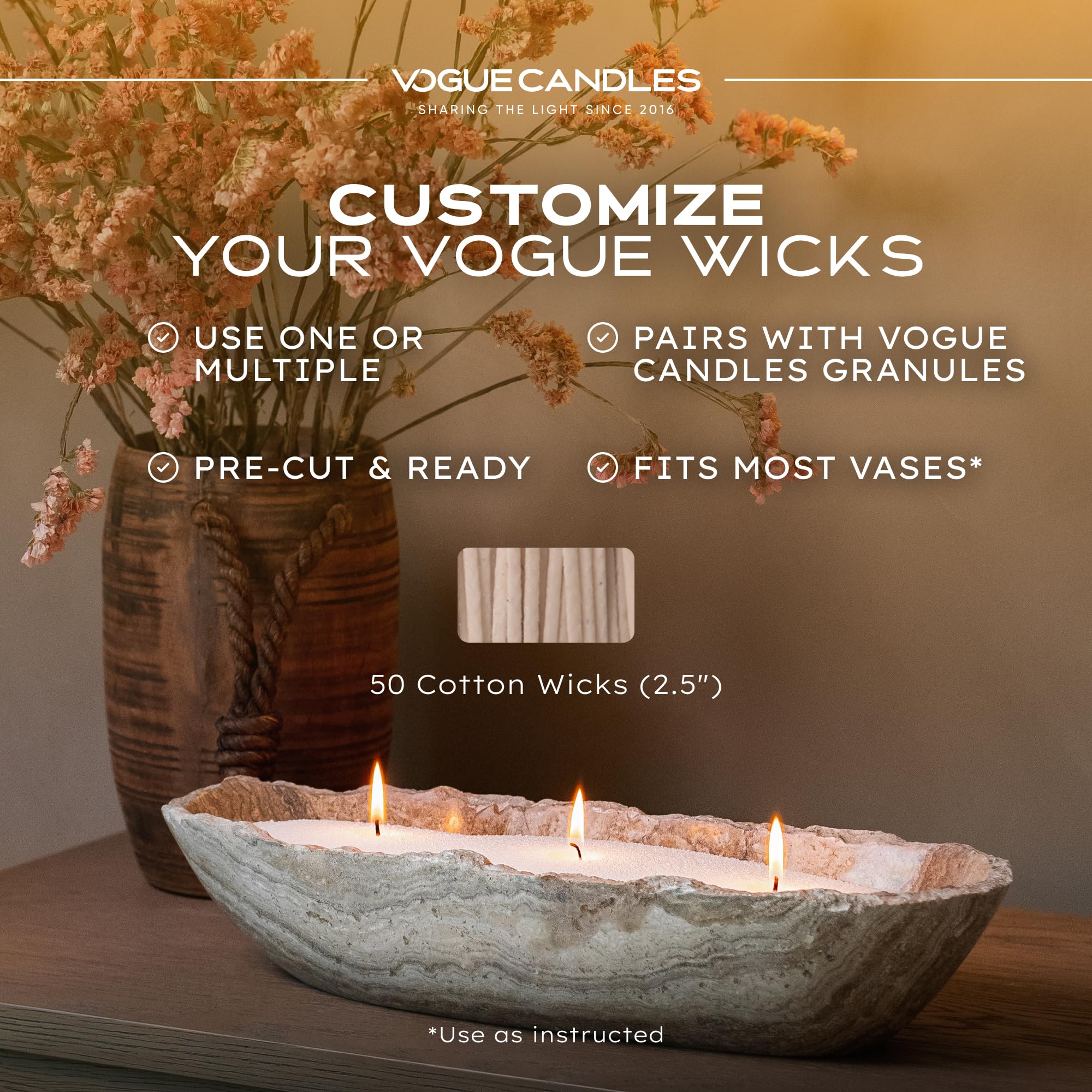 Vogue Candles Cotton Candle Wicks (50 Count)
