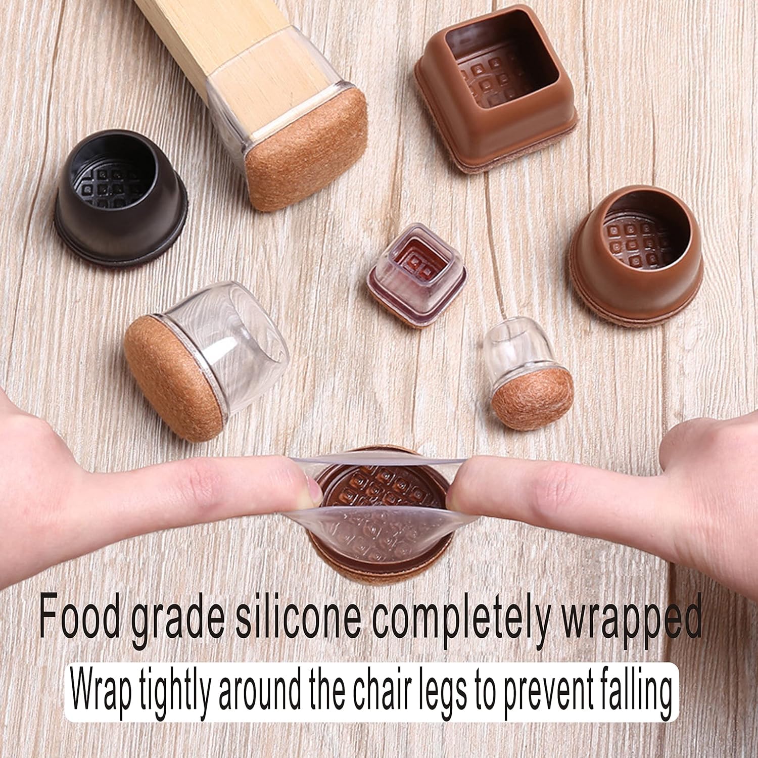 Extra Small Silicone Chair Leg Floor Protectors with Wrapped Felt
