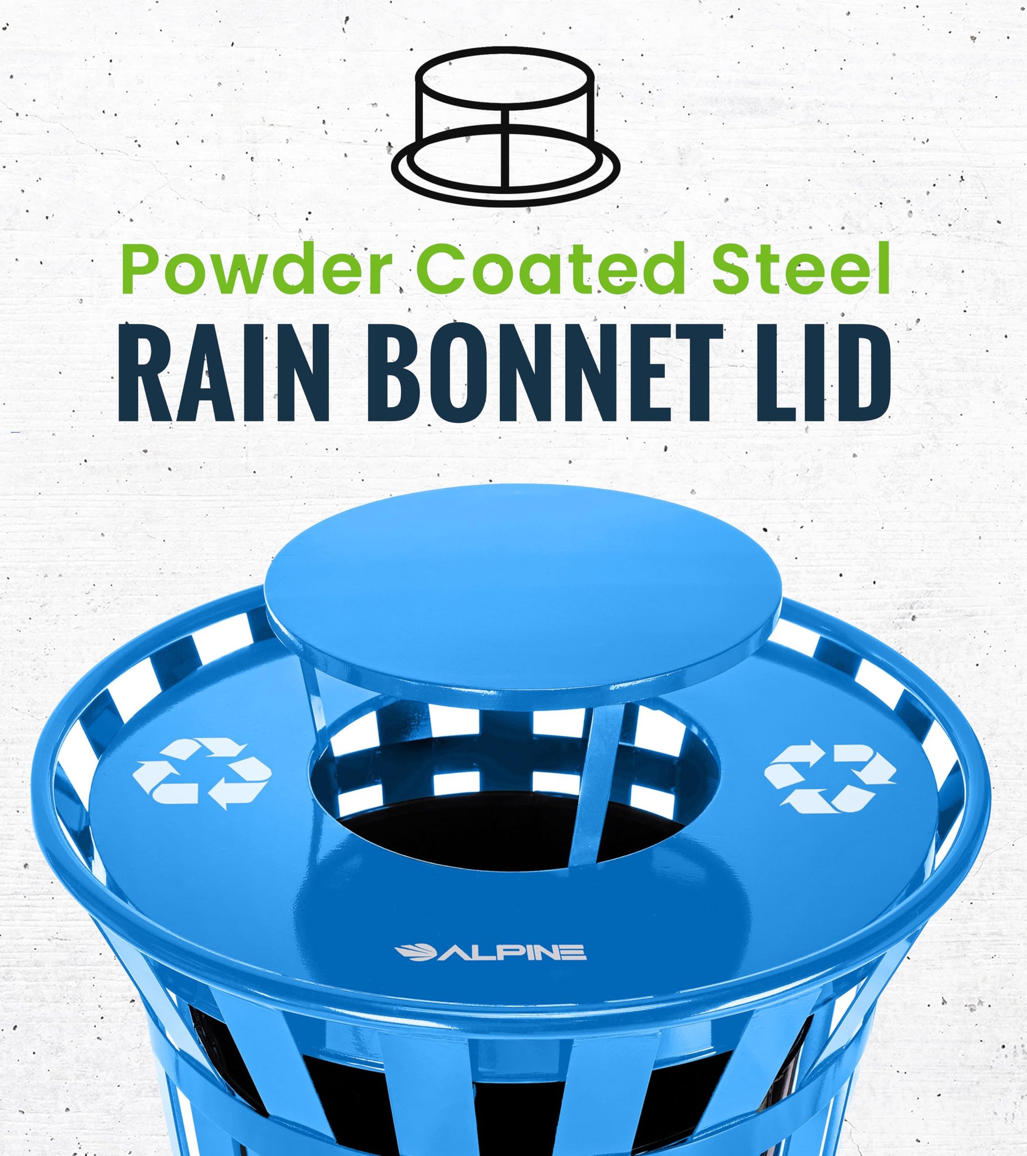 Outdoor Metal Waste Receptacle Rain Bonnet Lid