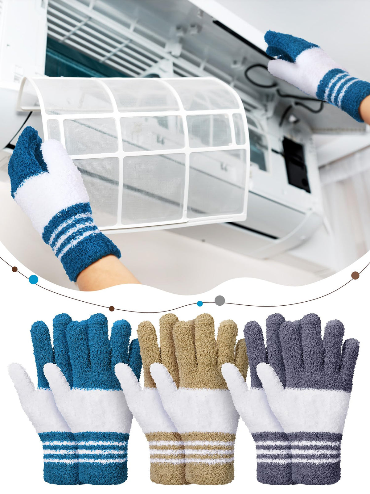 3 Pairs Microfiber Dusting Gloves for Plants Leaf (3 Count)