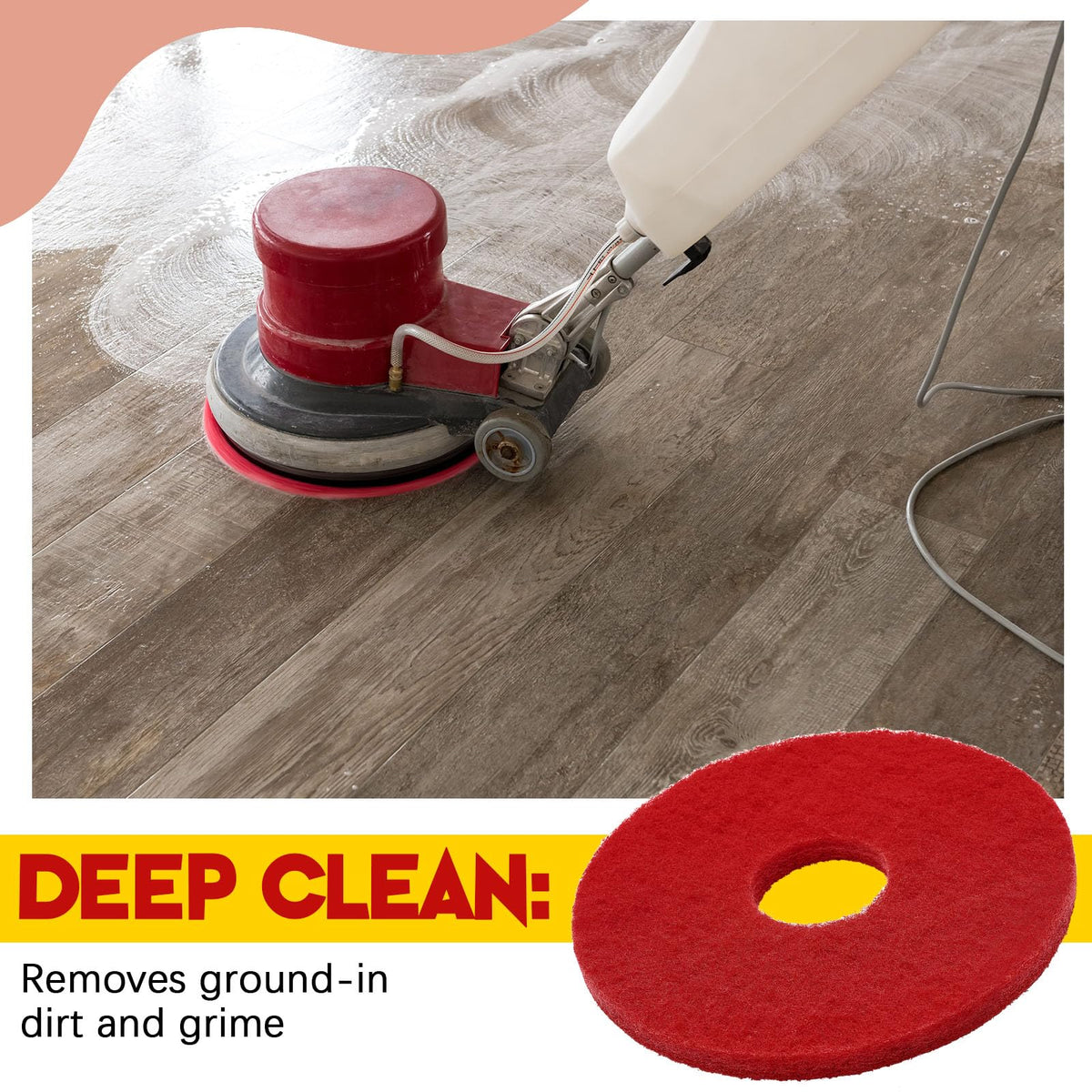 2 Pcs 12" Red Scrubbing Pads Commercial Cleaning Orbiter Pads (2 Count)