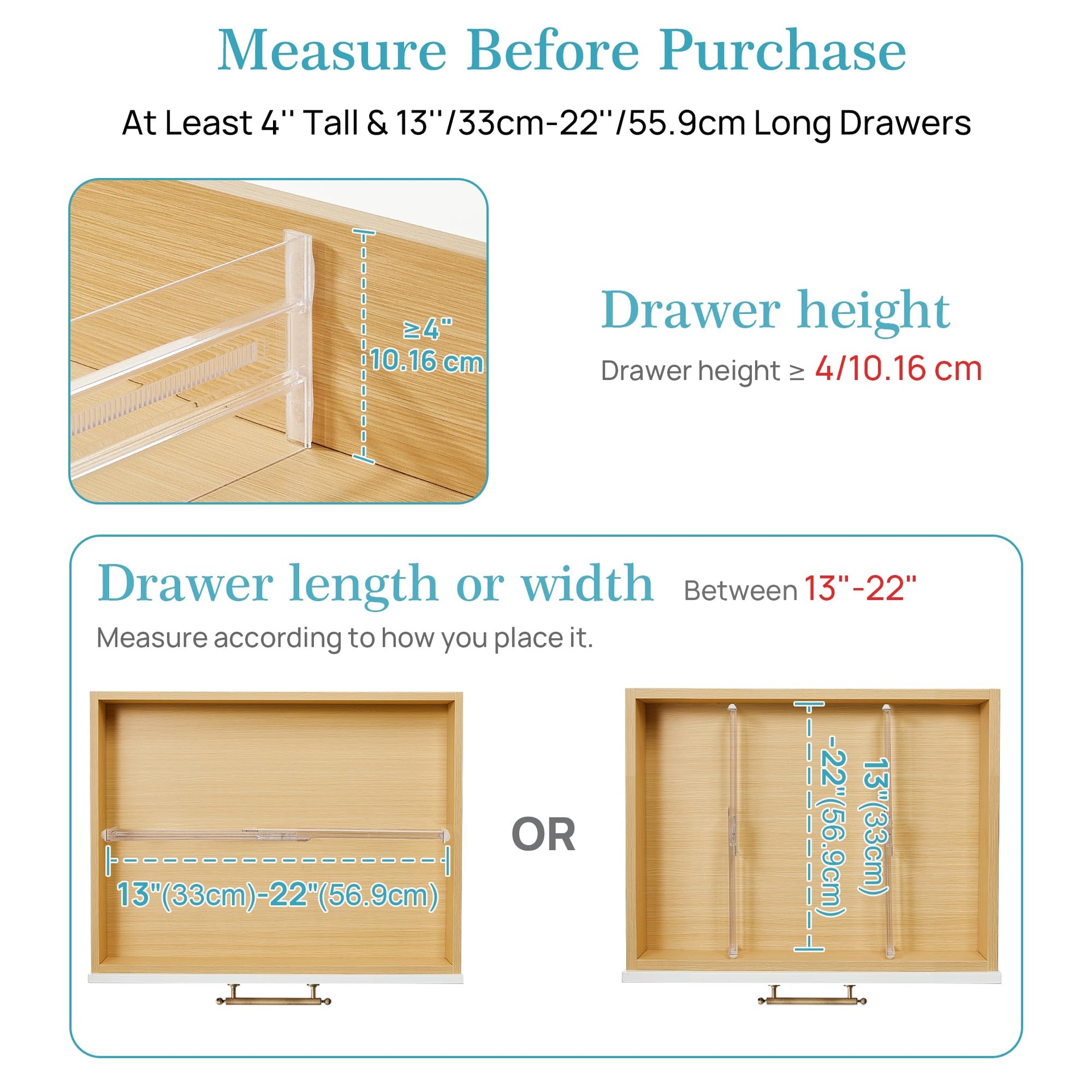 4" High Drawer Dividers for Clothes (4 Count)