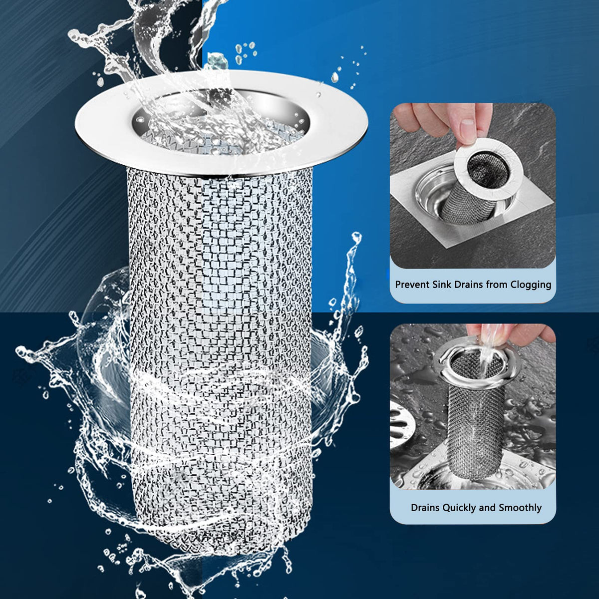 Bathroom Sink Drain Strainer Stainless Steel (2 Count)