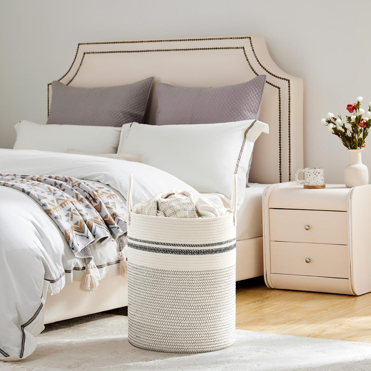 53L Tall Woven Laundry Basket Hamper
